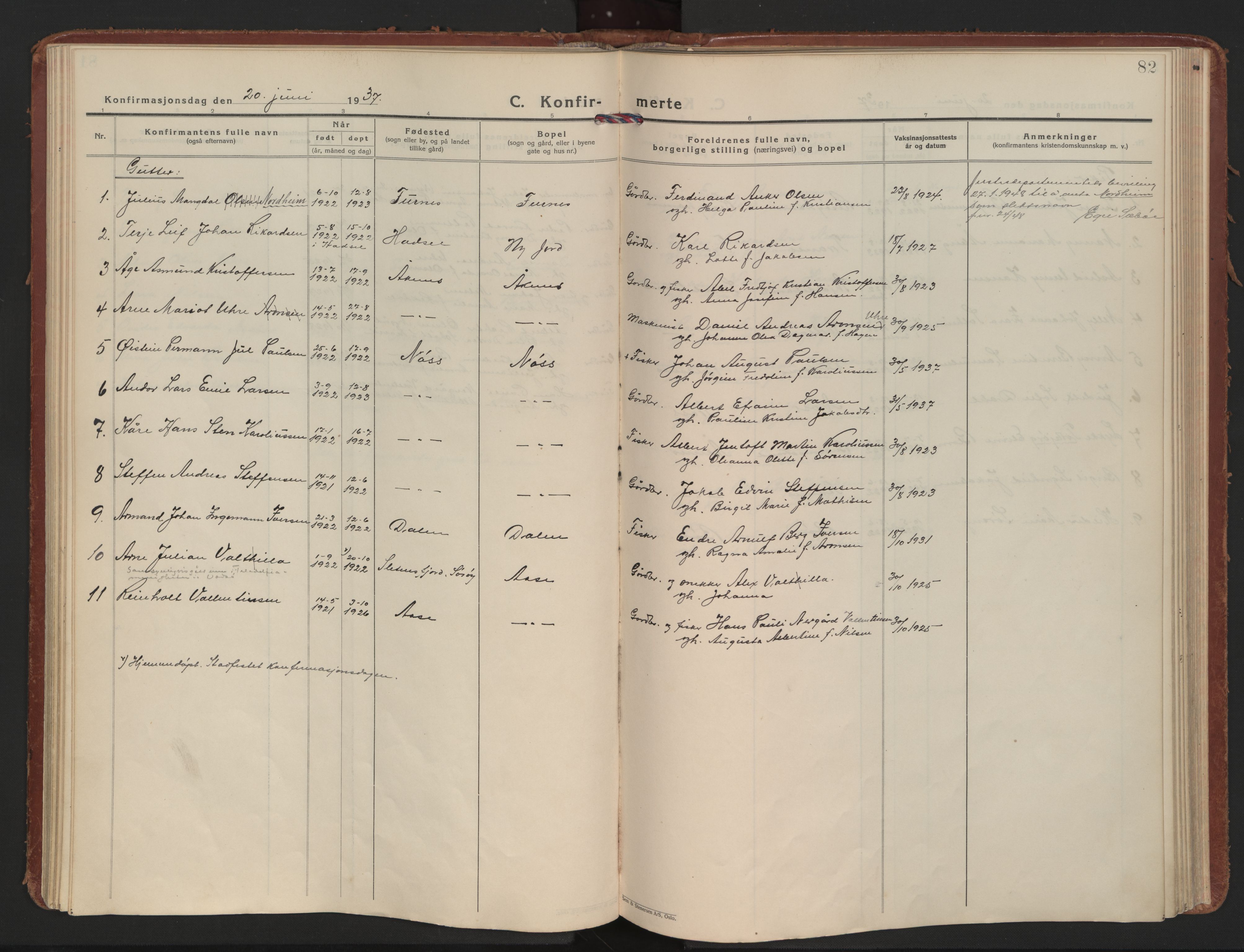 Ministerialprotokoller, klokkerbøker og fødselsregistre - Nordland, AV/SAT-A-1459/898/L1424: Parish register (official) no. 898A04, 1928-1946, p. 82