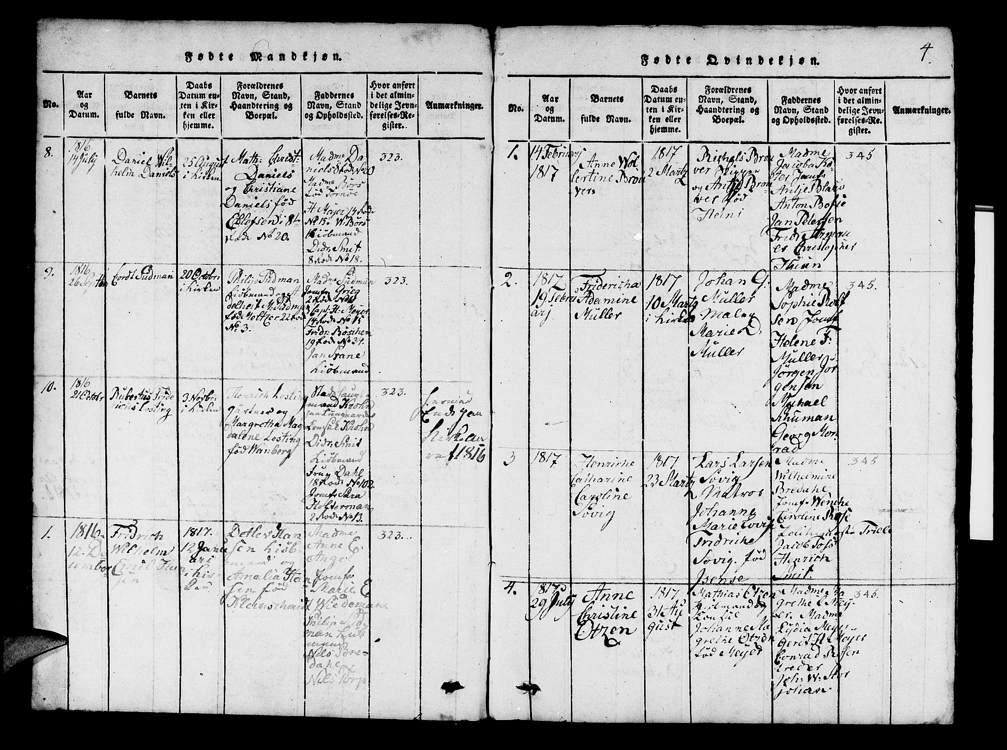 Mariakirken Sokneprestembete, SAB/A-76901/H/Hab/L0001: Parish register (copy) no. A 1, 1815-1846, p. 4