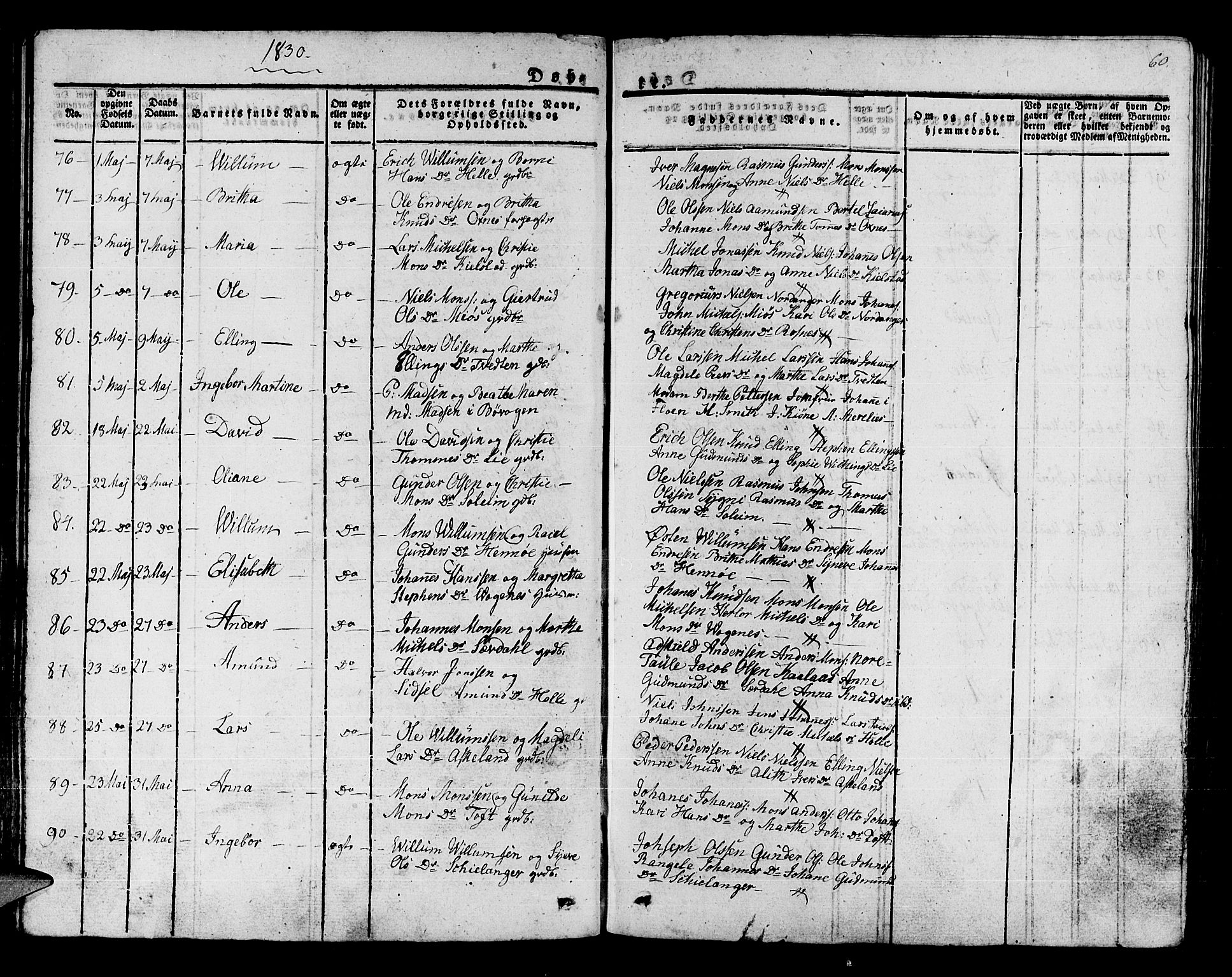 Manger sokneprestembete, AV/SAB-A-76801/H/Haa: Parish register (official) no. A 4, 1824-1838, p. 60