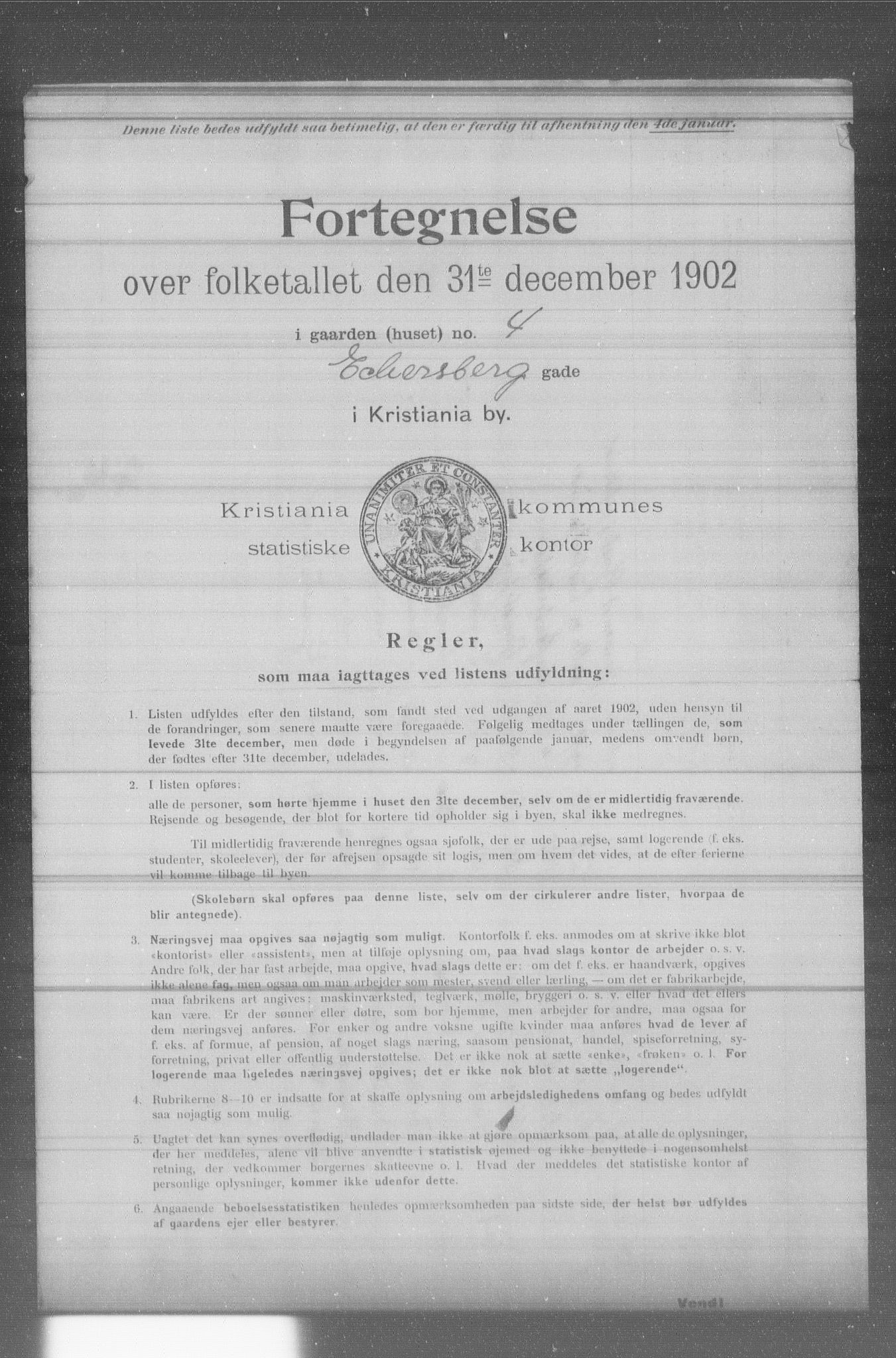 OBA, Municipal Census 1902 for Kristiania, 1902, p. 3483