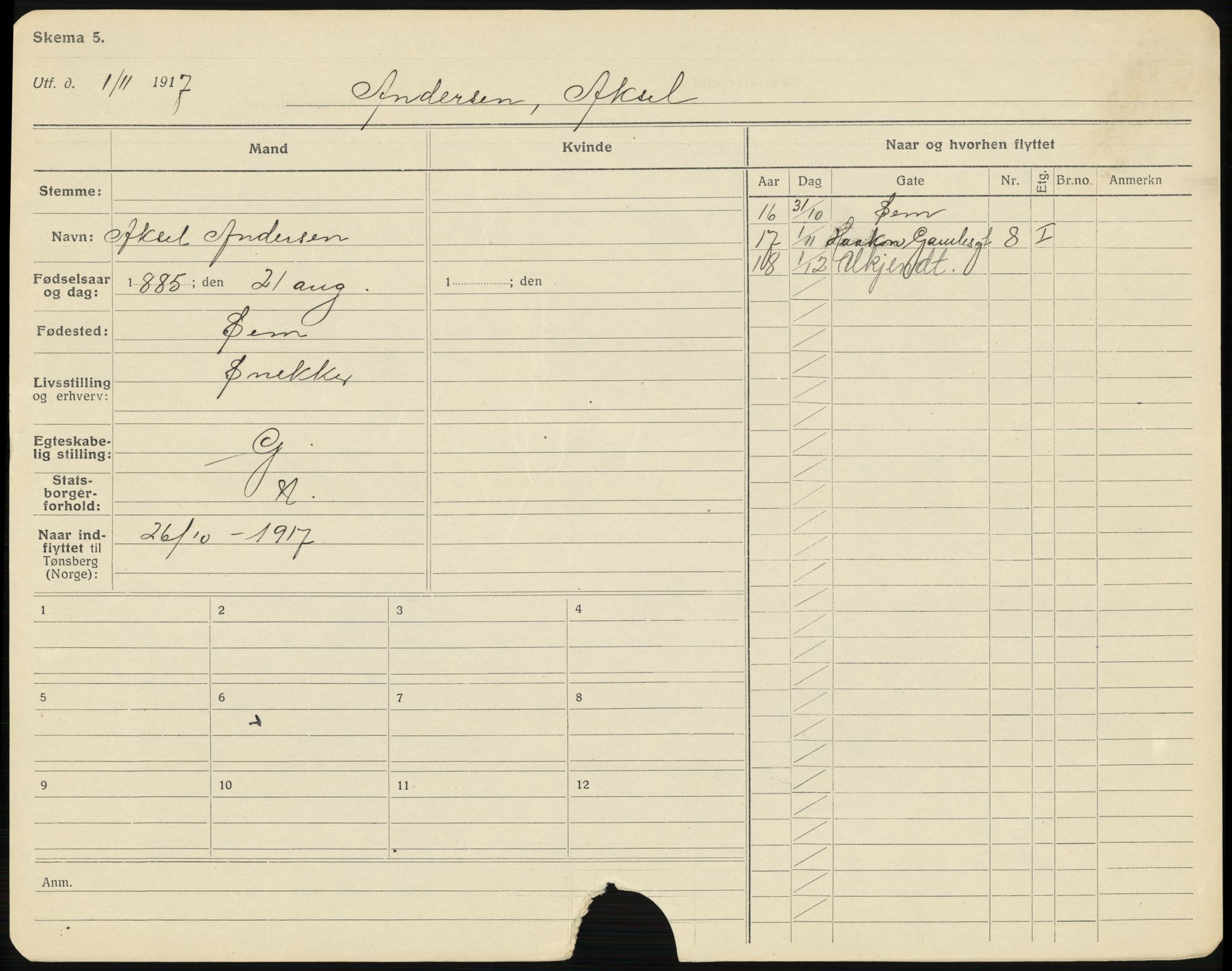 Tønsberg folkeregister, AV/SAKO-A-398/G/Ga/L0002: Utflyttede, 1918