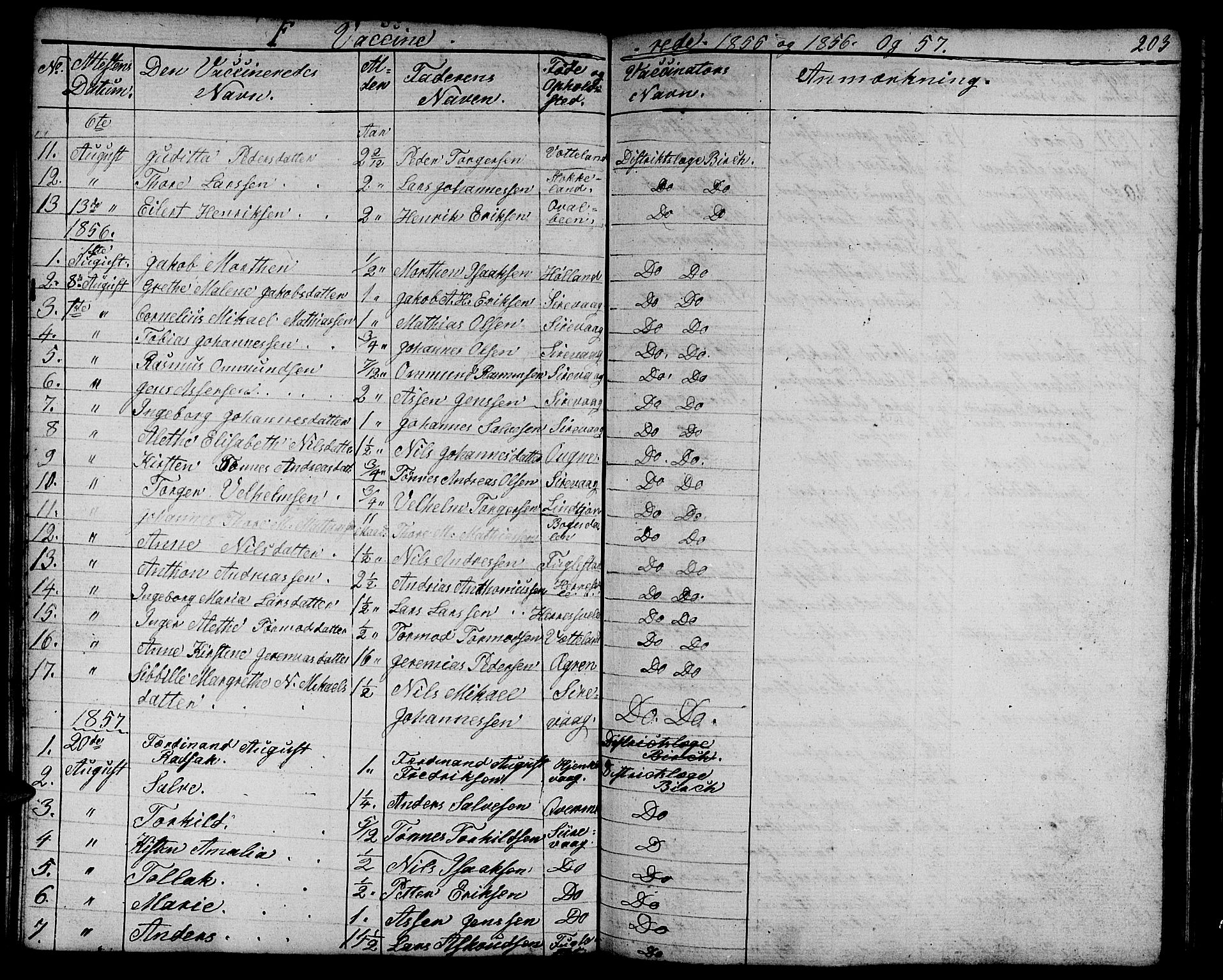 Eigersund sokneprestkontor, SAST/A-101807/S09/L0003: Parish register (copy) no. B 3, 1846-1875, p. 203
