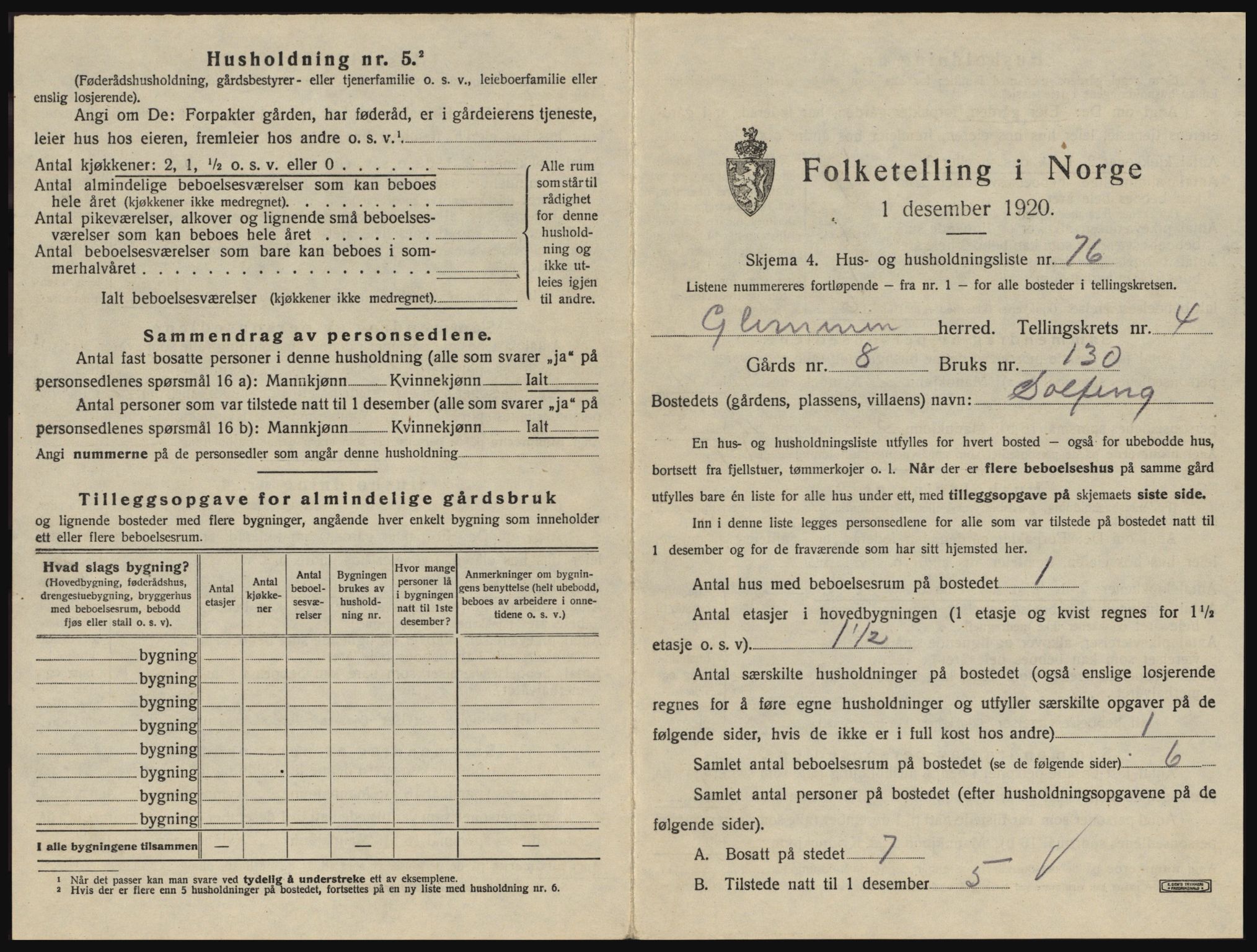 SAO, 1920 census for Glemmen, 1920, p. 1339