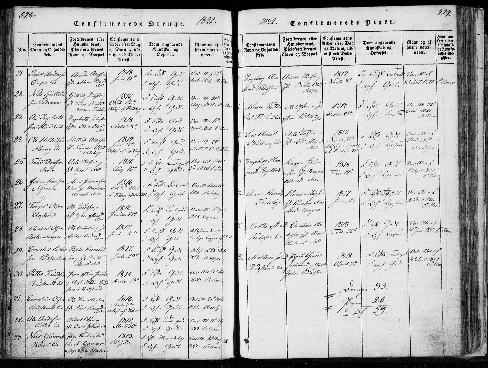 Modum kirkebøker, AV/SAKO-A-234/F/Fa/L0006: Parish register (official) no. 6, 1832-1841, p. 528-529