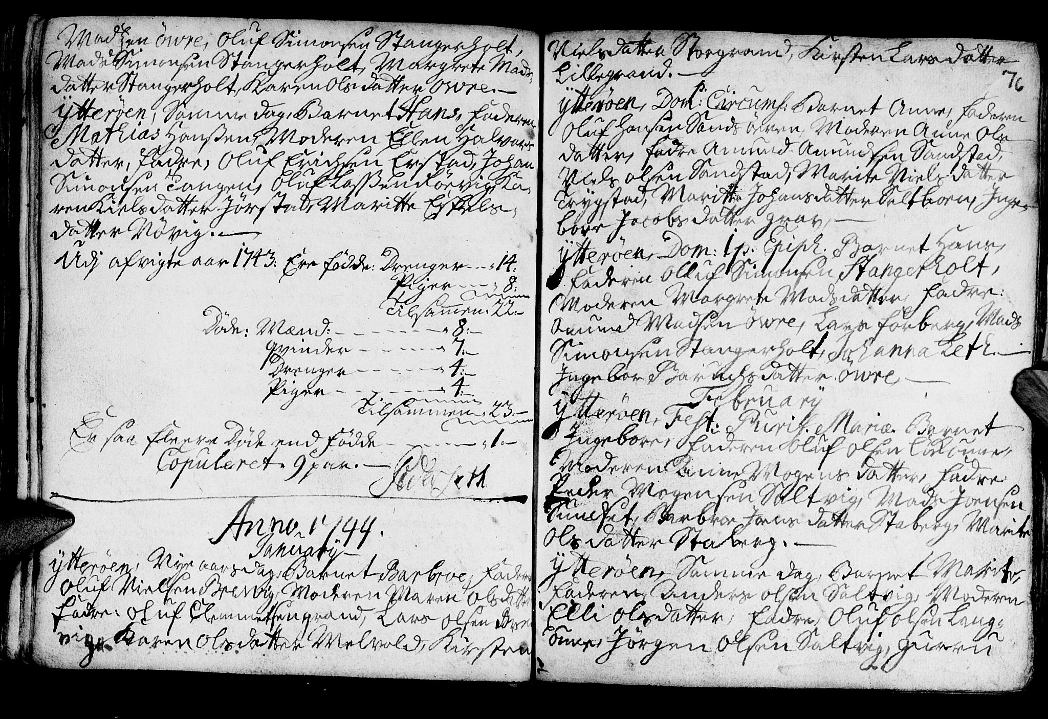 Ministerialprotokoller, klokkerbøker og fødselsregistre - Nord-Trøndelag, SAT/A-1458/722/L0215: Parish register (official) no. 722A02, 1718-1755, p. 76