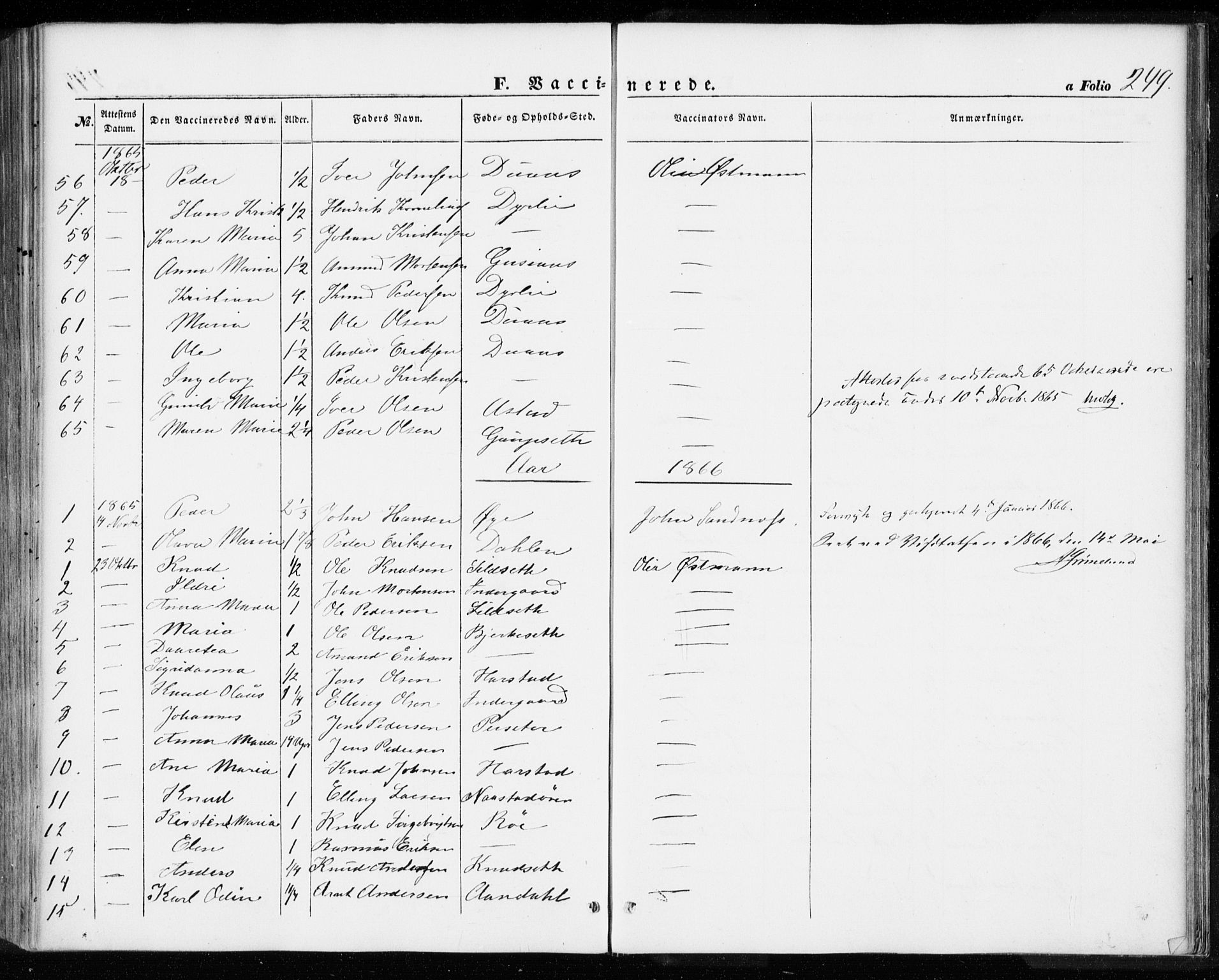 Ministerialprotokoller, klokkerbøker og fødselsregistre - Møre og Romsdal, SAT/A-1454/584/L0965: Parish register (official) no. 584A05, 1857-1868, p. 249