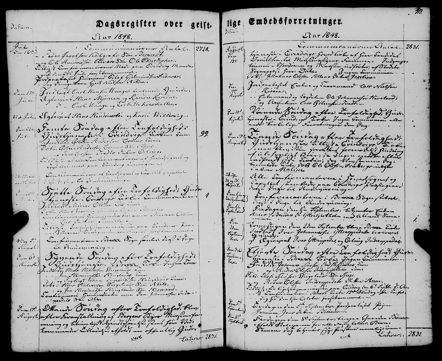 Gulen sokneprestembete, AV/SAB-A-80201/H/Haa/Haaa/L0021: Parish register (official) no. A 21, 1848-1858, p. 413