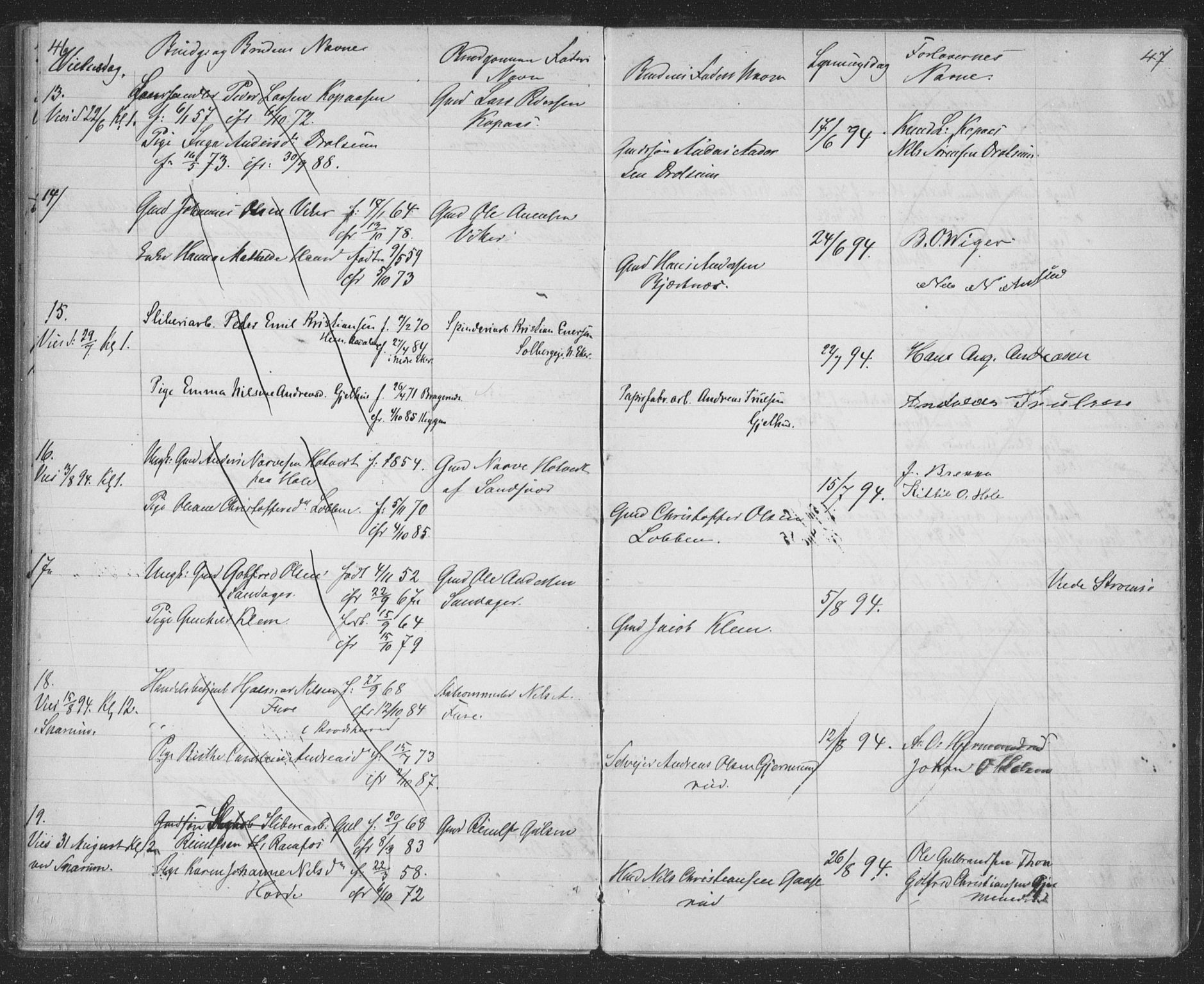 Modum kirkebøker, AV/SAKO-A-234/H/Ha/L0001: Banns register no. I 1, 1891-1903, p. 46-47