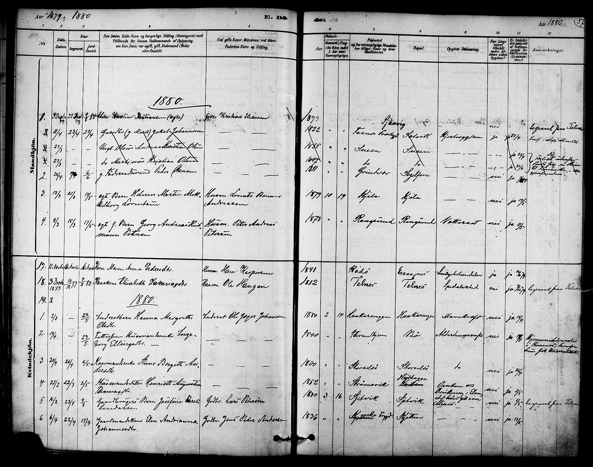 Ministerialprotokoller, klokkerbøker og fødselsregistre - Nordland, SAT/A-1459/841/L0609: Parish register (official) no. 841A13, 1878-1902, p. 57