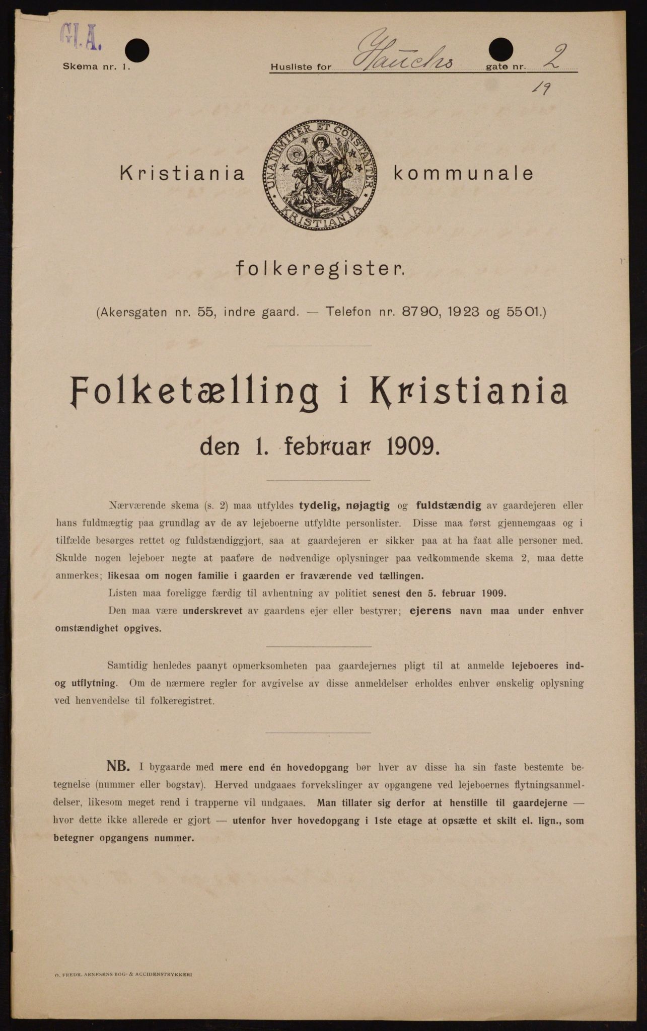 OBA, Municipal Census 1909 for Kristiania, 1909, p. 31765