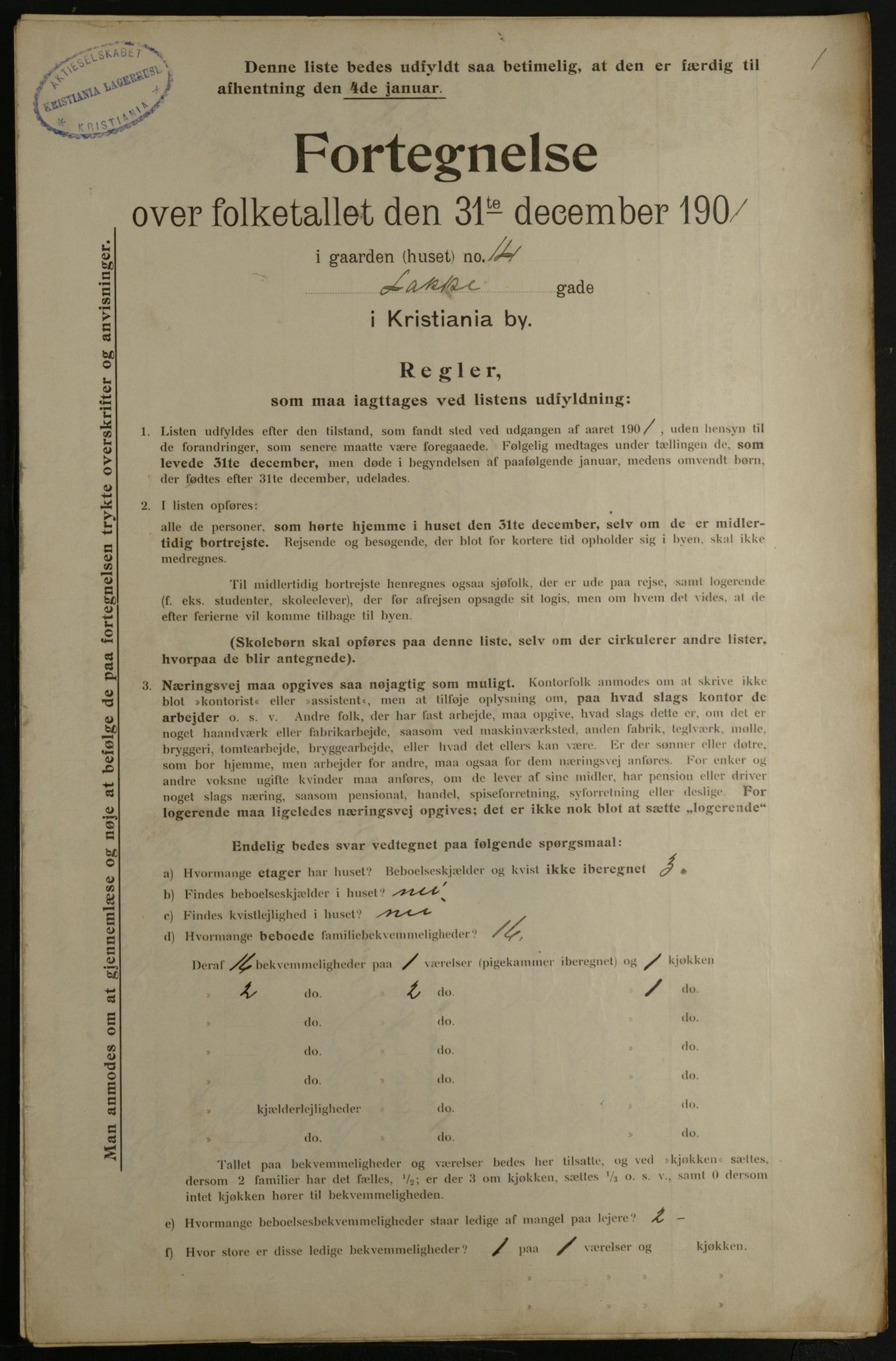 OBA, Municipal Census 1901 for Kristiania, 1901, p. 8536