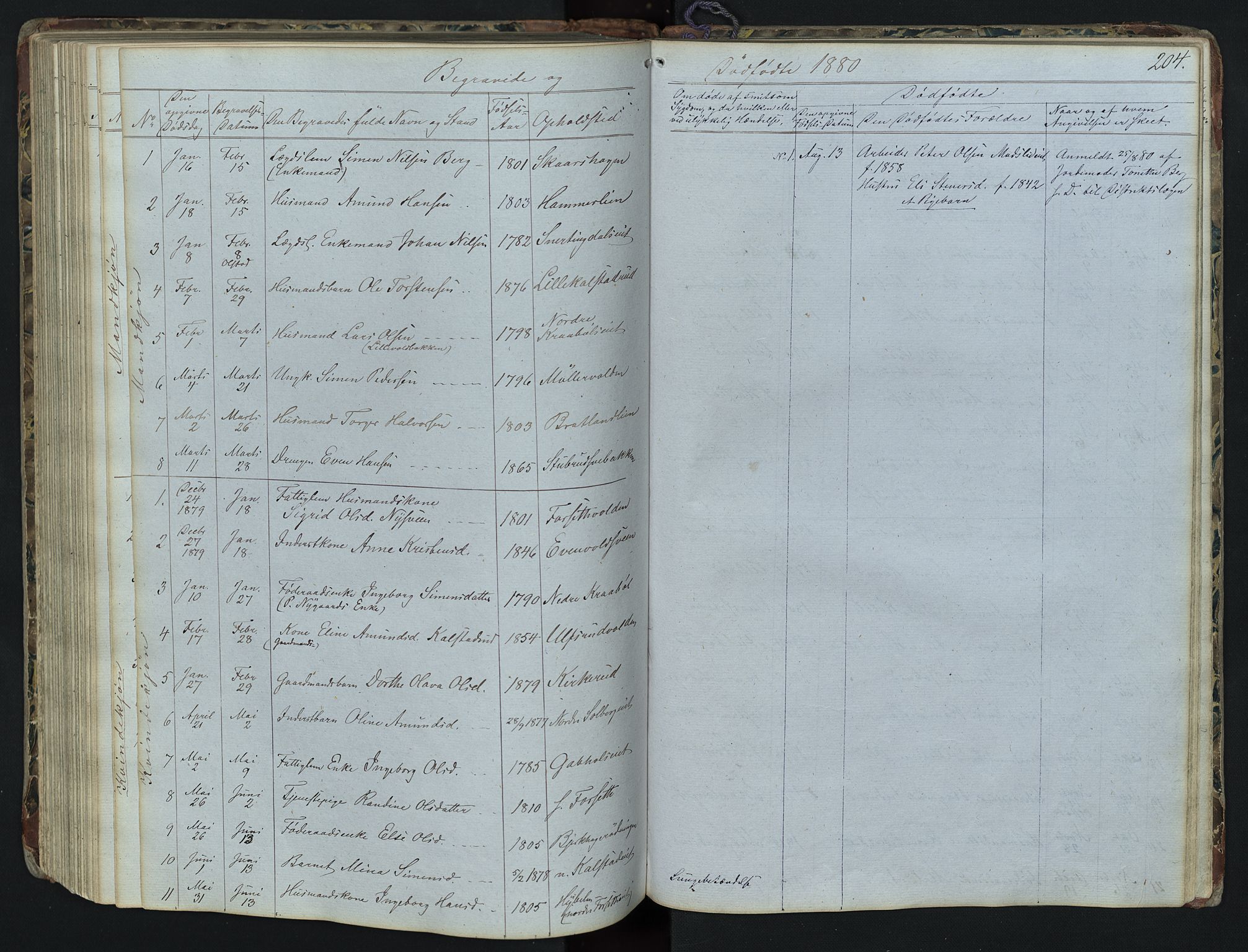 Vestre Gausdal prestekontor, SAH/PREST-094/H/Ha/Hab/L0001: Parish register (copy) no. 1, 1867-1895, p. 204