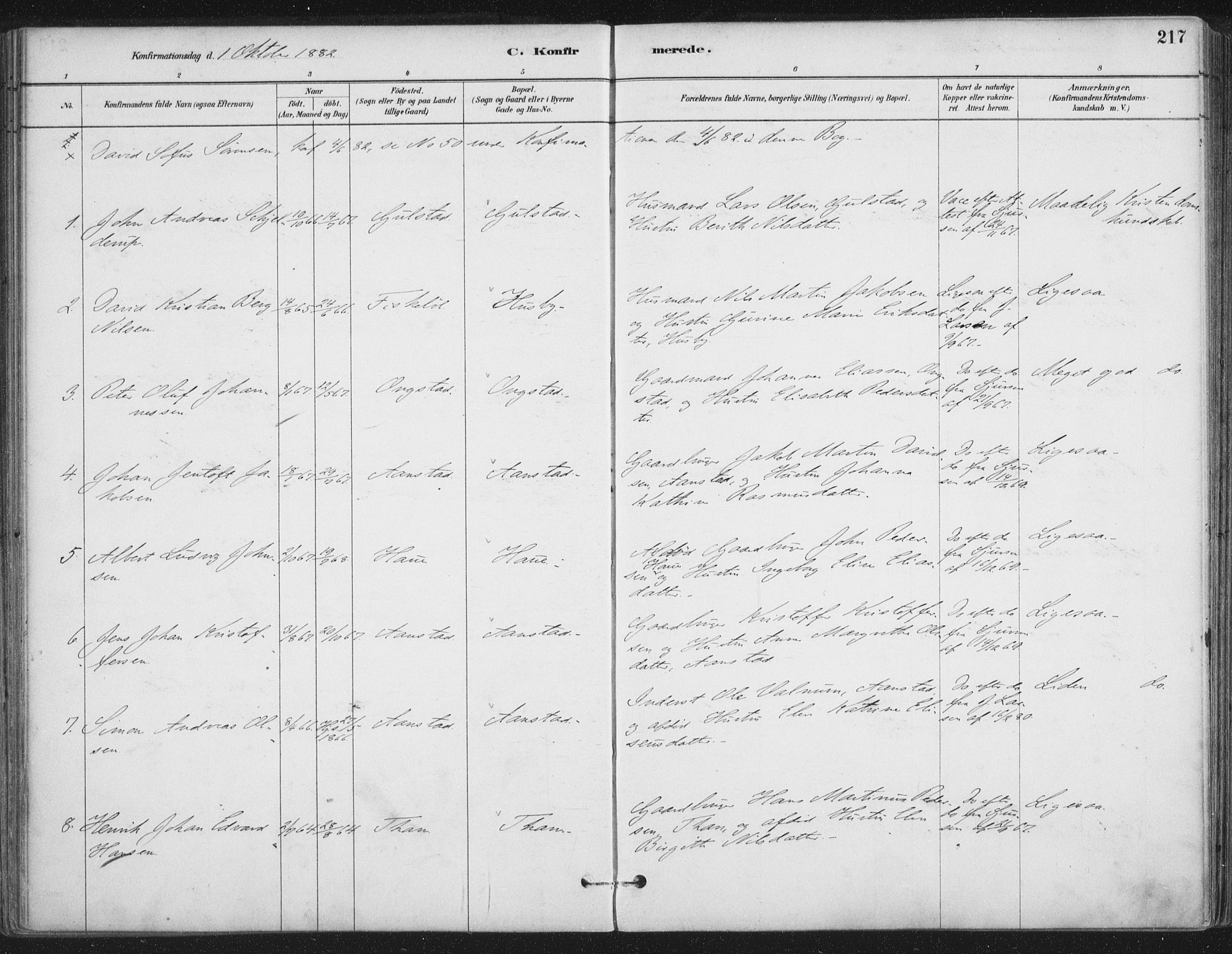 Ministerialprotokoller, klokkerbøker og fødselsregistre - Nordland, AV/SAT-A-1459/888/L1244: Parish register (official) no. 888A10, 1880-1890, p. 217