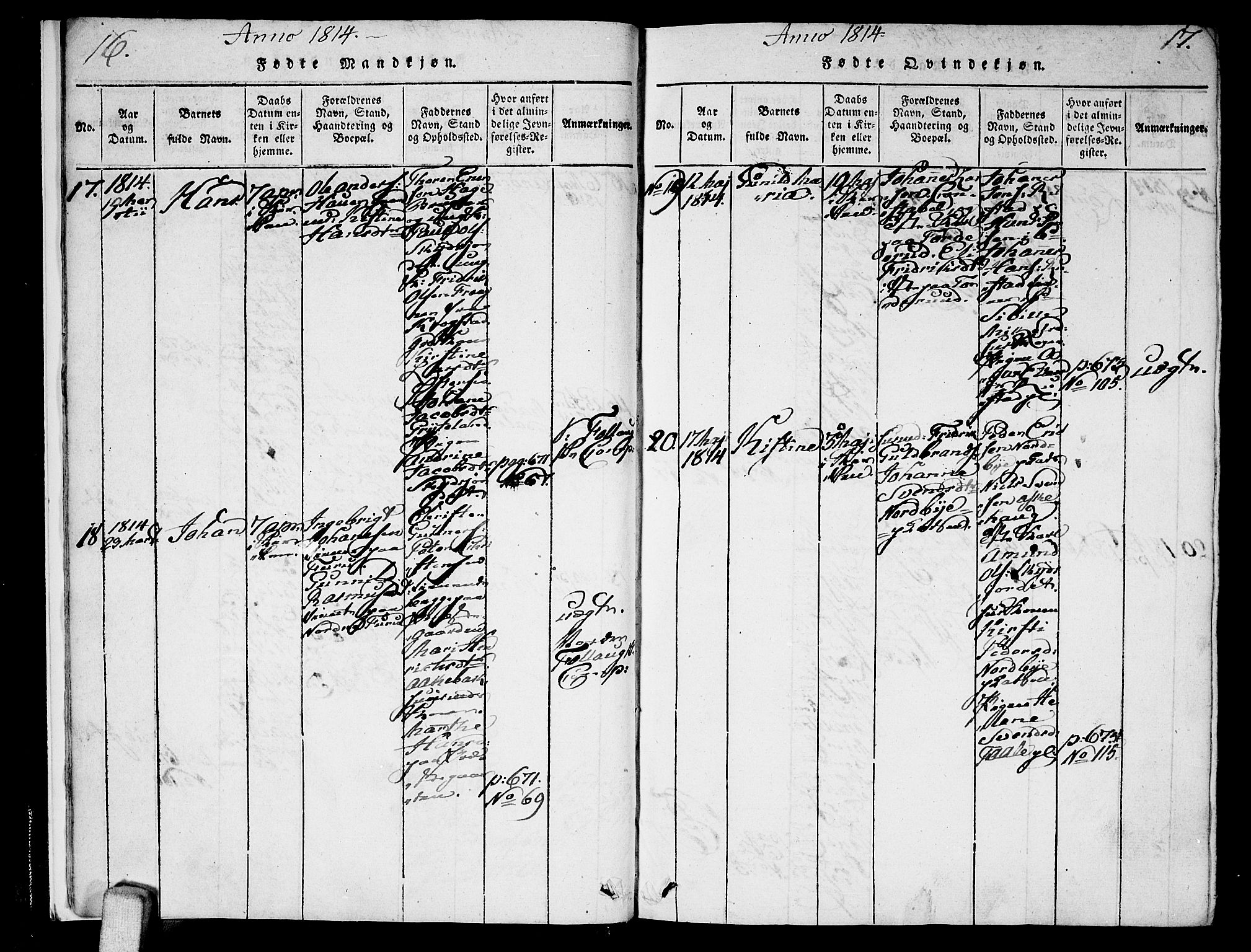 Ås prestekontor Kirkebøker, AV/SAO-A-10894/F/Fa/L0003: Parish register (official) no. I 3, 1814-1818, p. 16-17