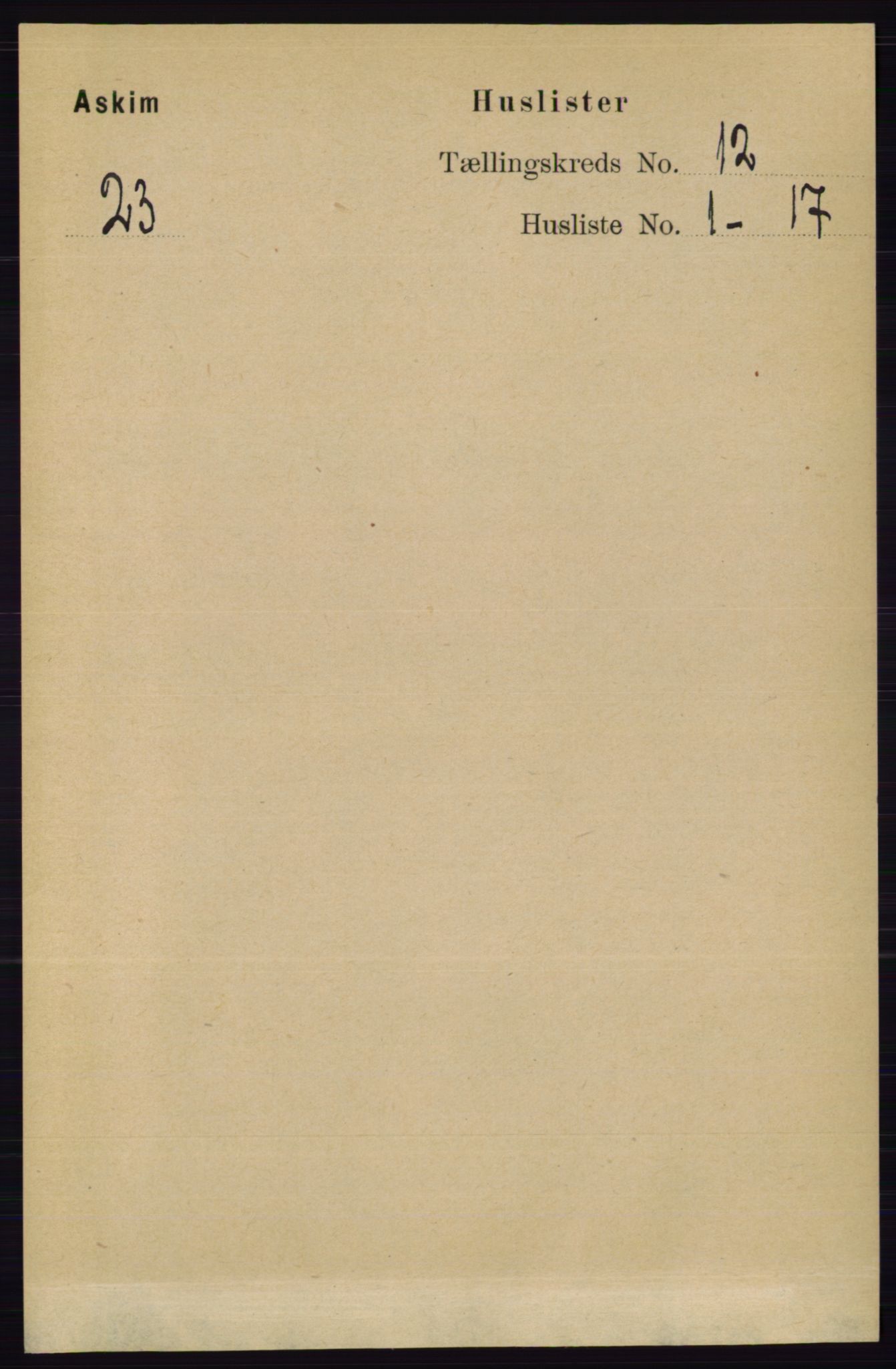 RA, 1891 census for 0124 Askim, 1891, p. 1890