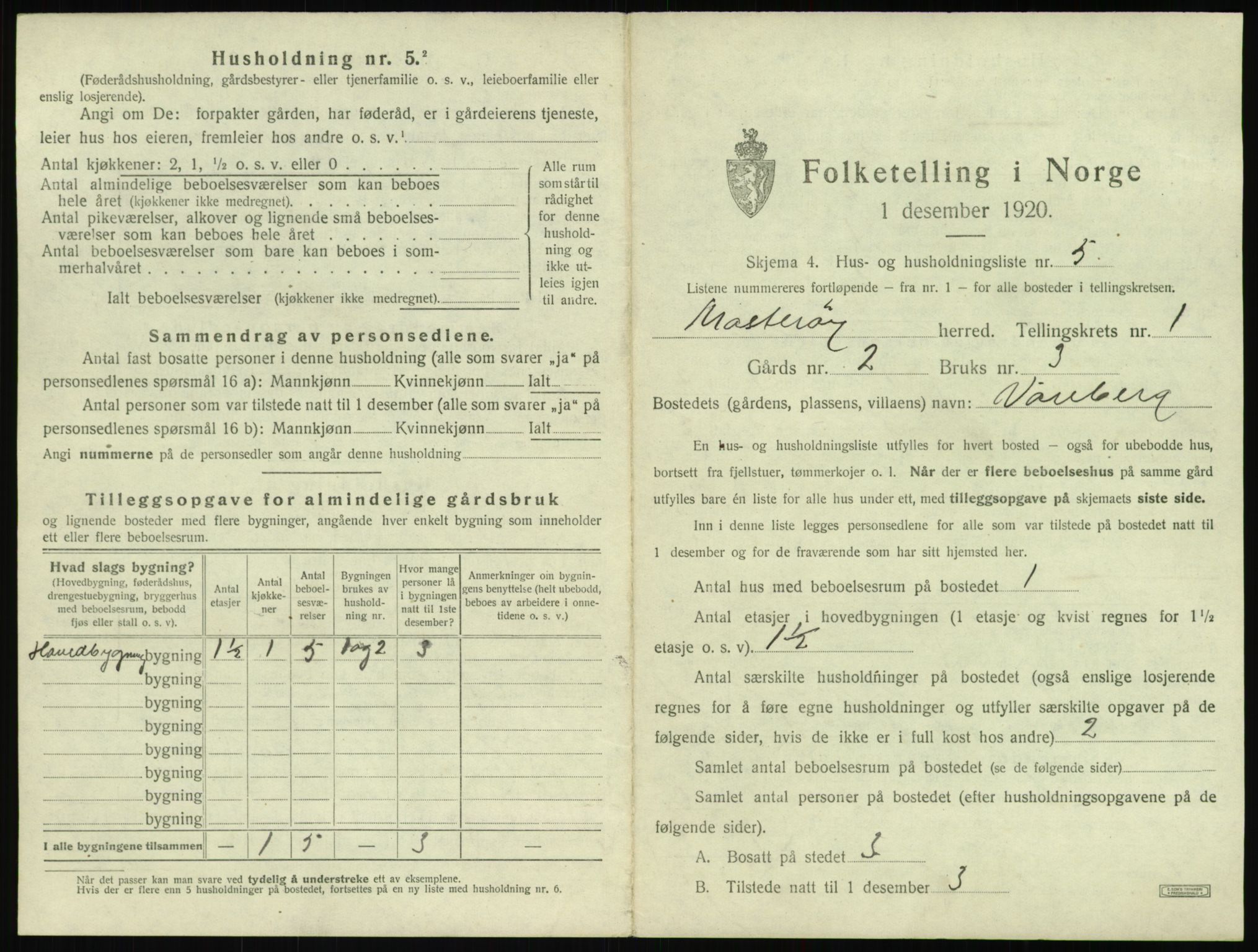 SAST, 1920 census for Mosterøy, 1920, p. 62