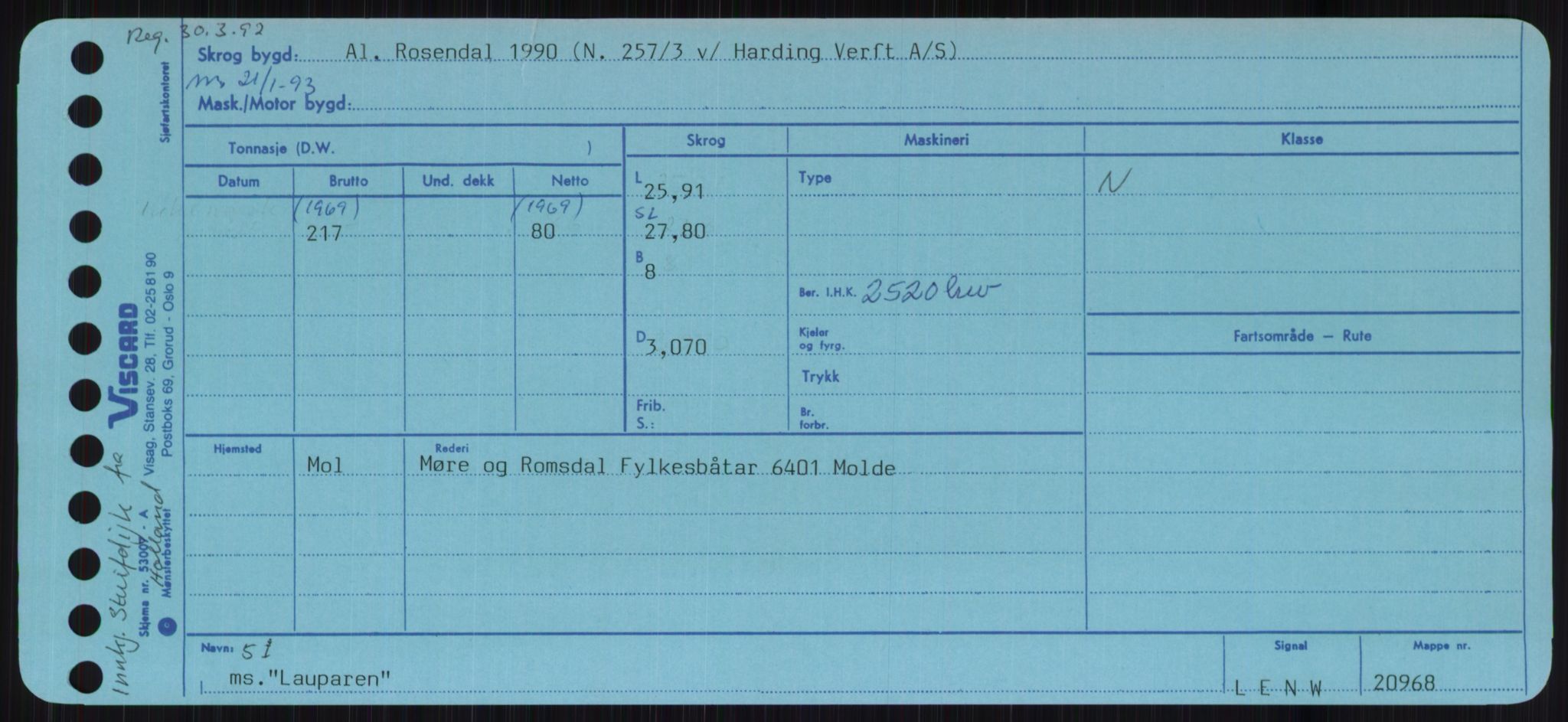 Sjøfartsdirektoratet med forløpere, Skipsmålingen, RA/S-1627/H/Ha/L0003/0002: Fartøy, Hilm-Mar / Fartøy, Kom-Mar, p. 343