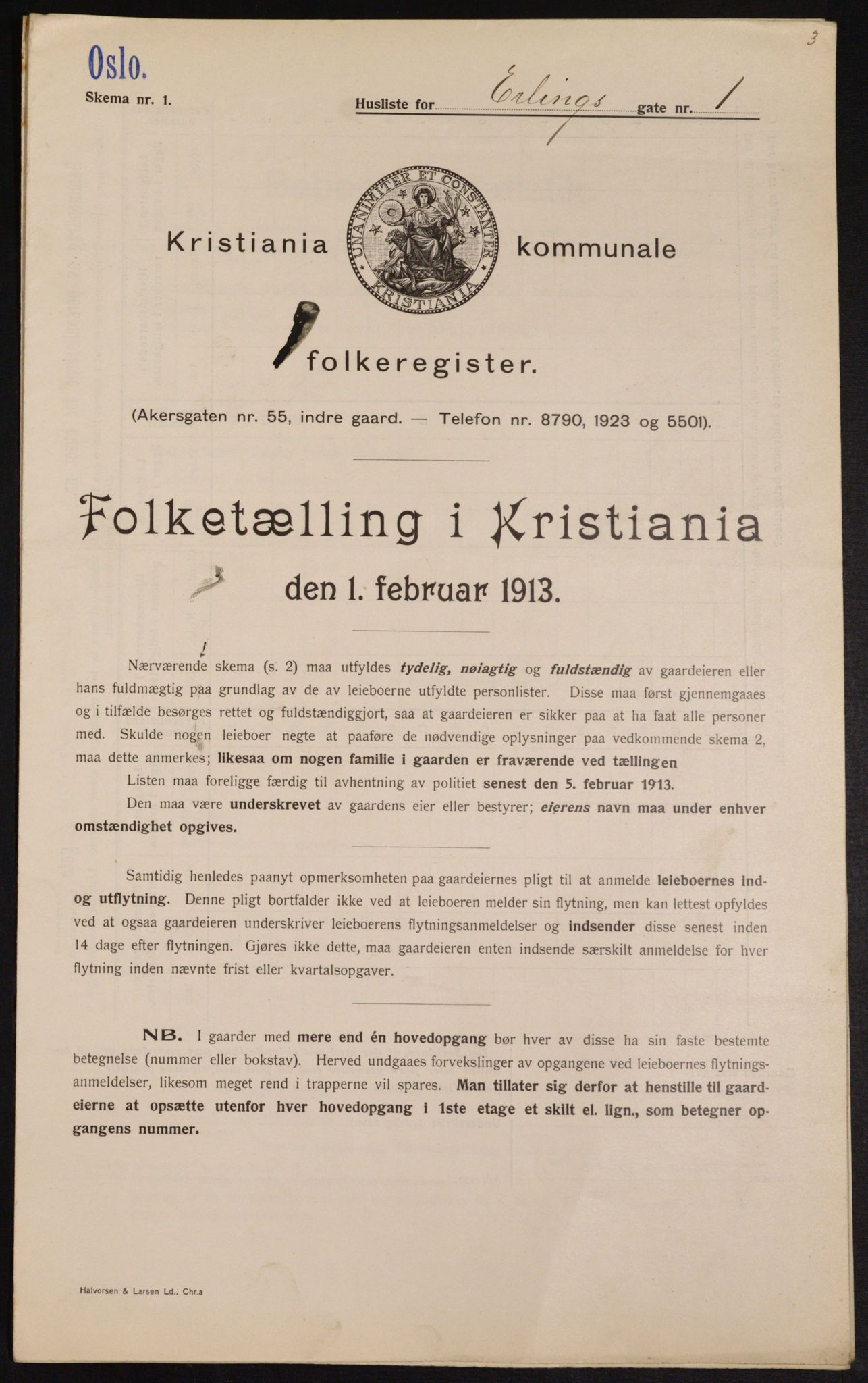 OBA, Municipal Census 1913 for Kristiania, 1913, p. 22072