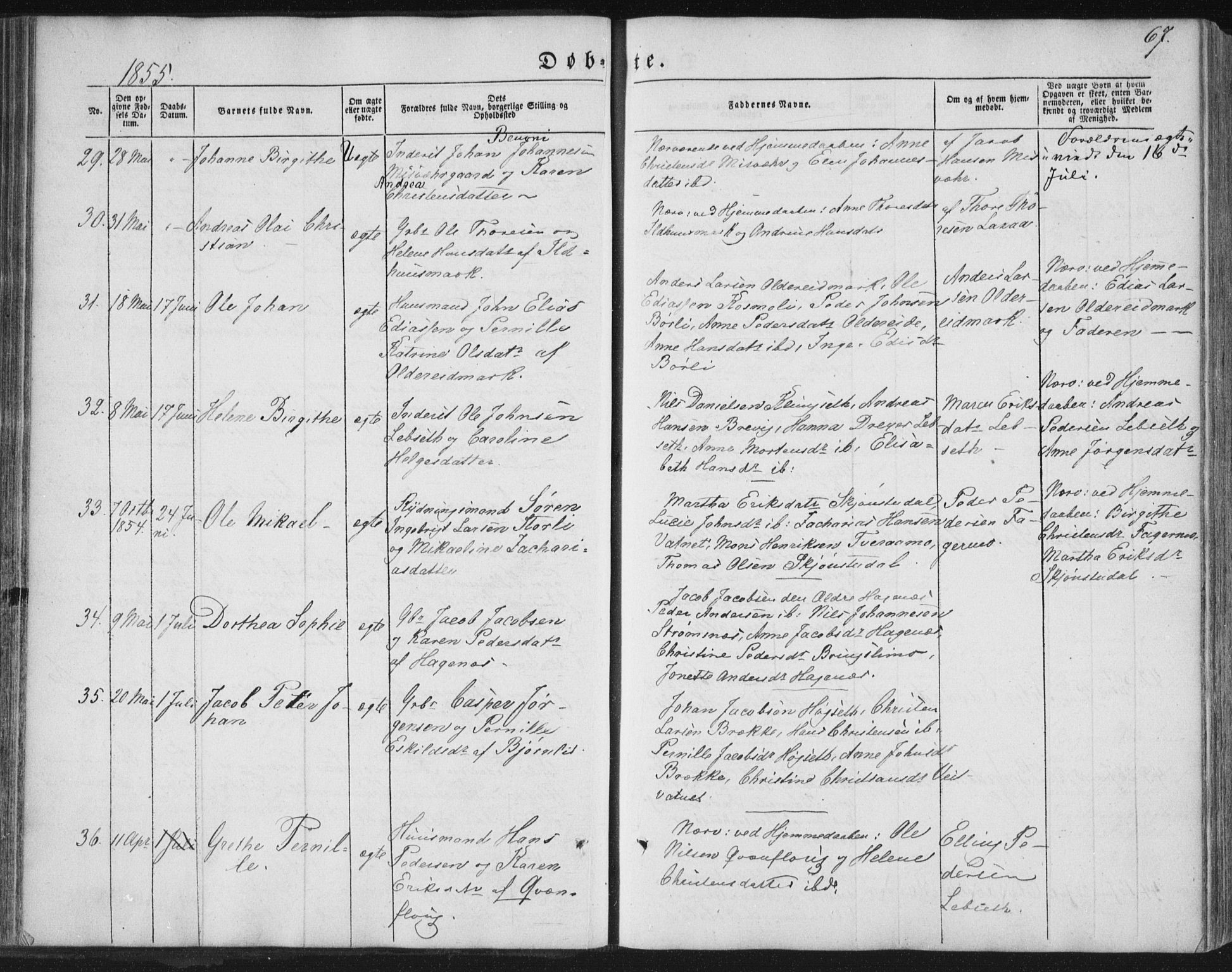 Ministerialprotokoller, klokkerbøker og fødselsregistre - Nordland, AV/SAT-A-1459/852/L0738: Parish register (official) no. 852A08, 1849-1865, p. 67