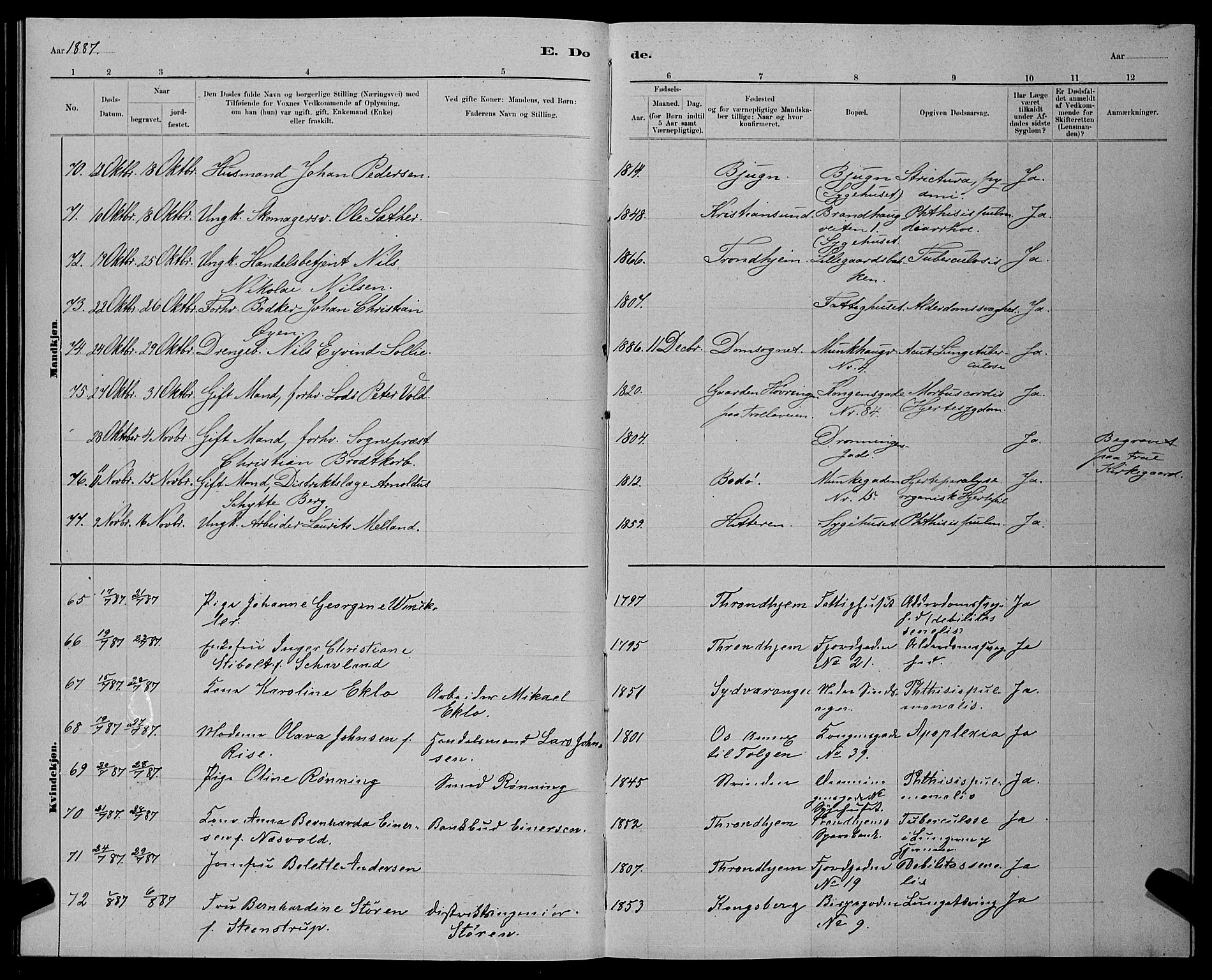 Ministerialprotokoller, klokkerbøker og fødselsregistre - Sør-Trøndelag, AV/SAT-A-1456/601/L0093: Parish register (copy) no. 601C11, 1882-1898