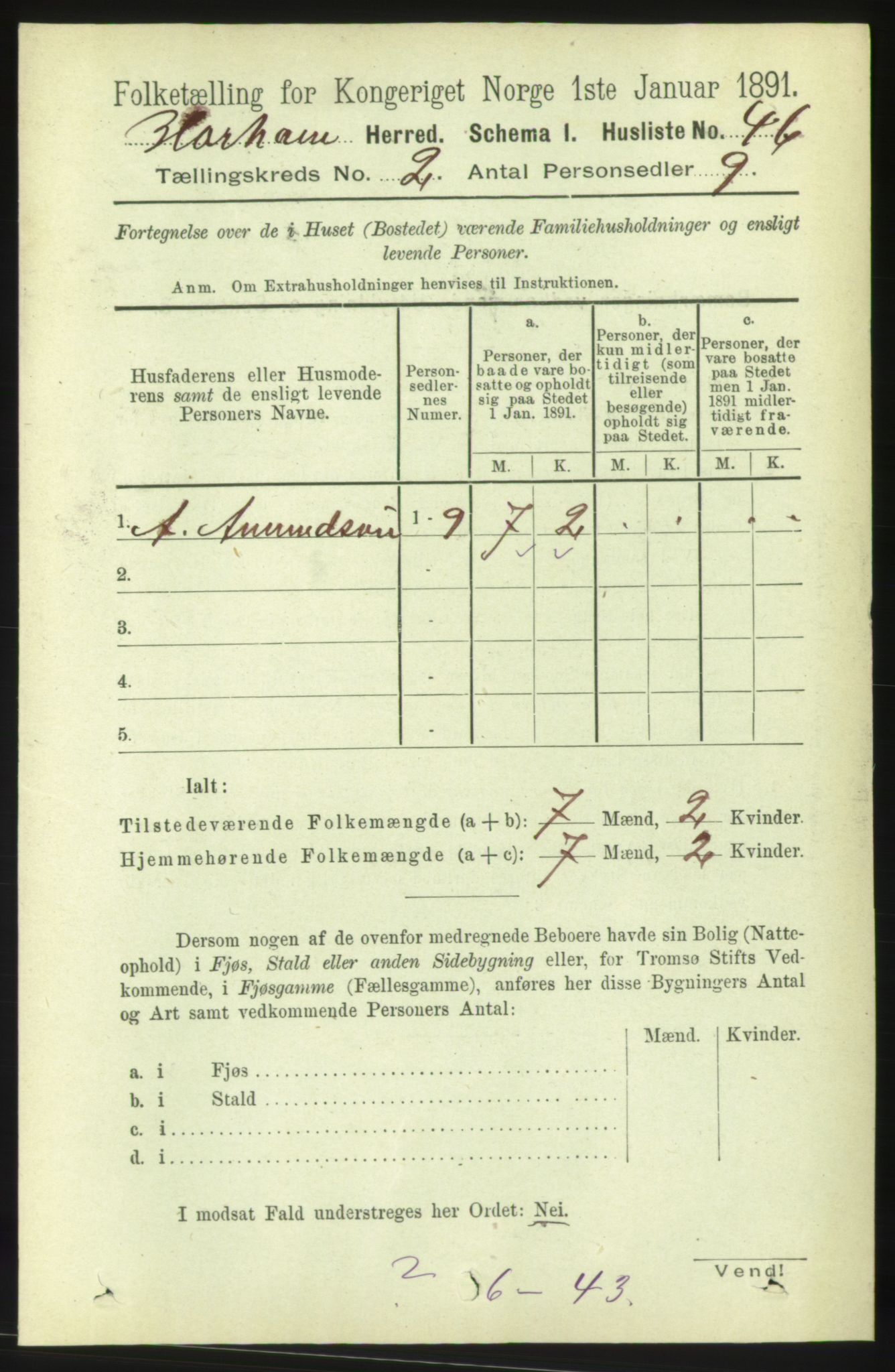 RA, 1891 census for 1534 Haram, 1891, p. 603