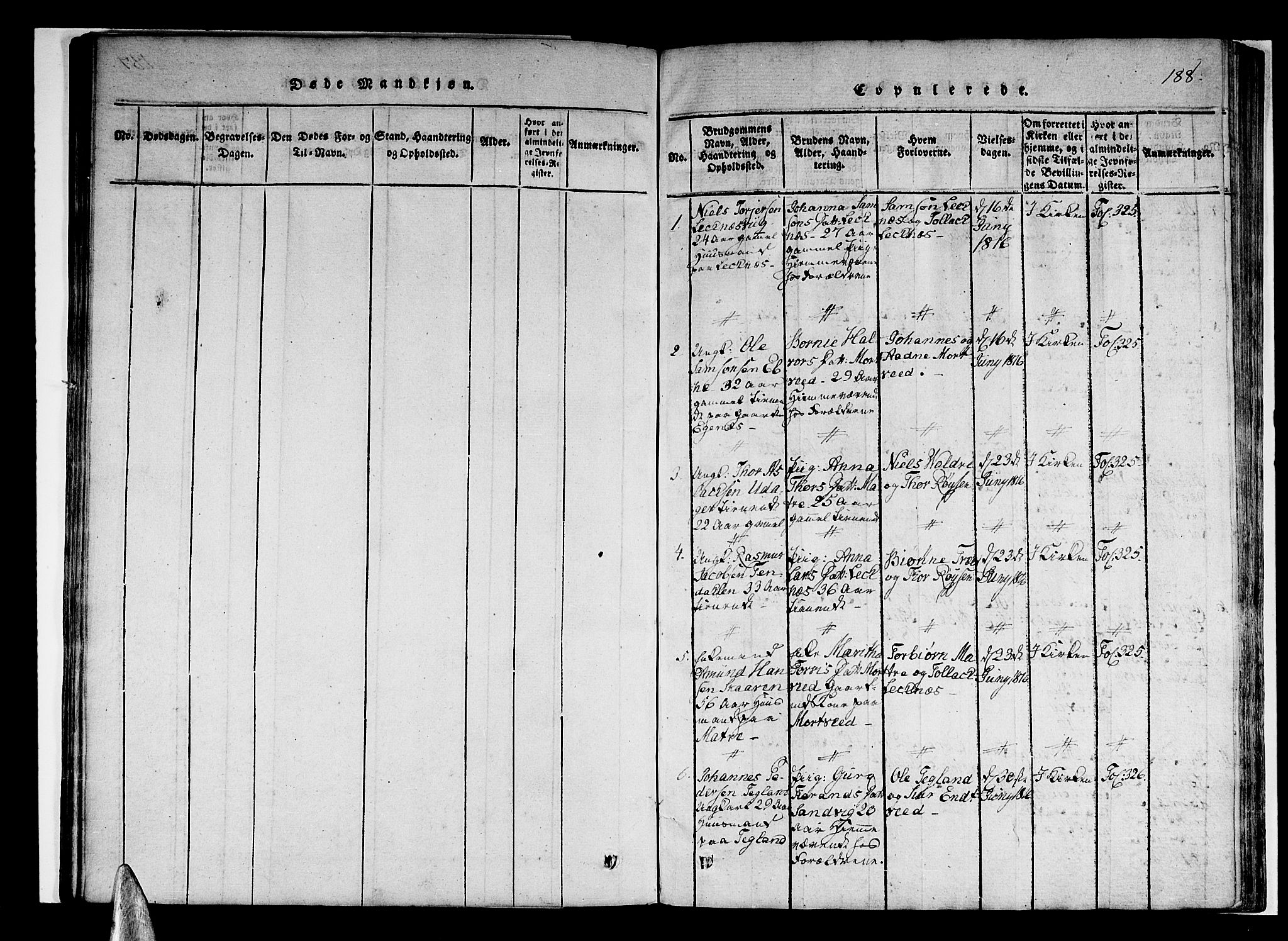 Skånevik sokneprestembete, AV/SAB-A-77801/H/Haa: Parish register (official) no. A 3, 1815-1828, p. 188