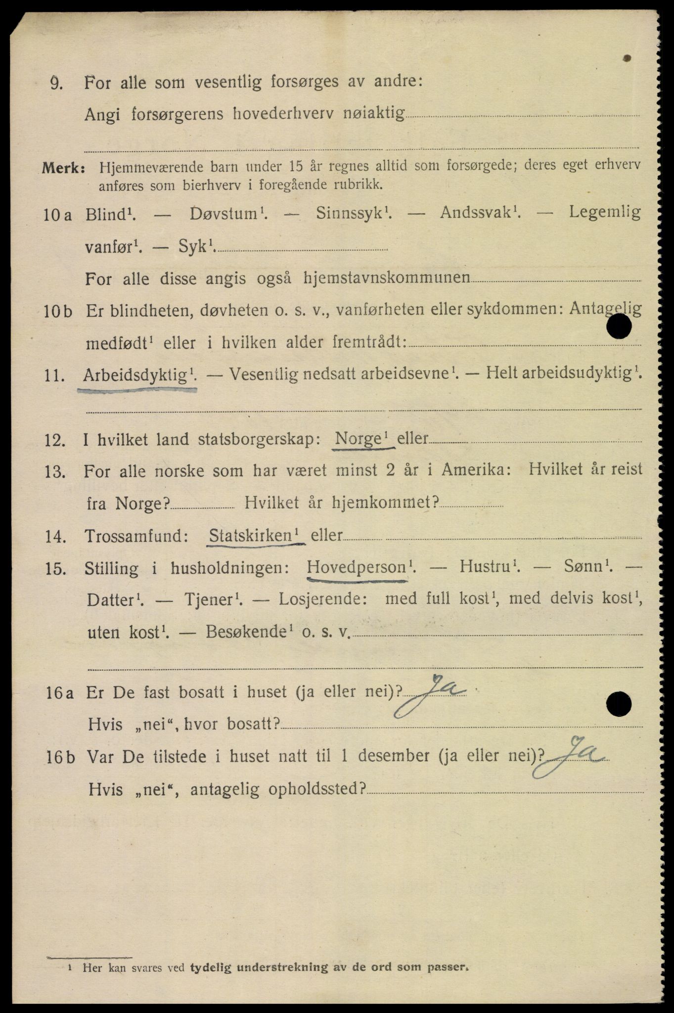 SAK, 1920 census for Farsund, 1920, p. 1222