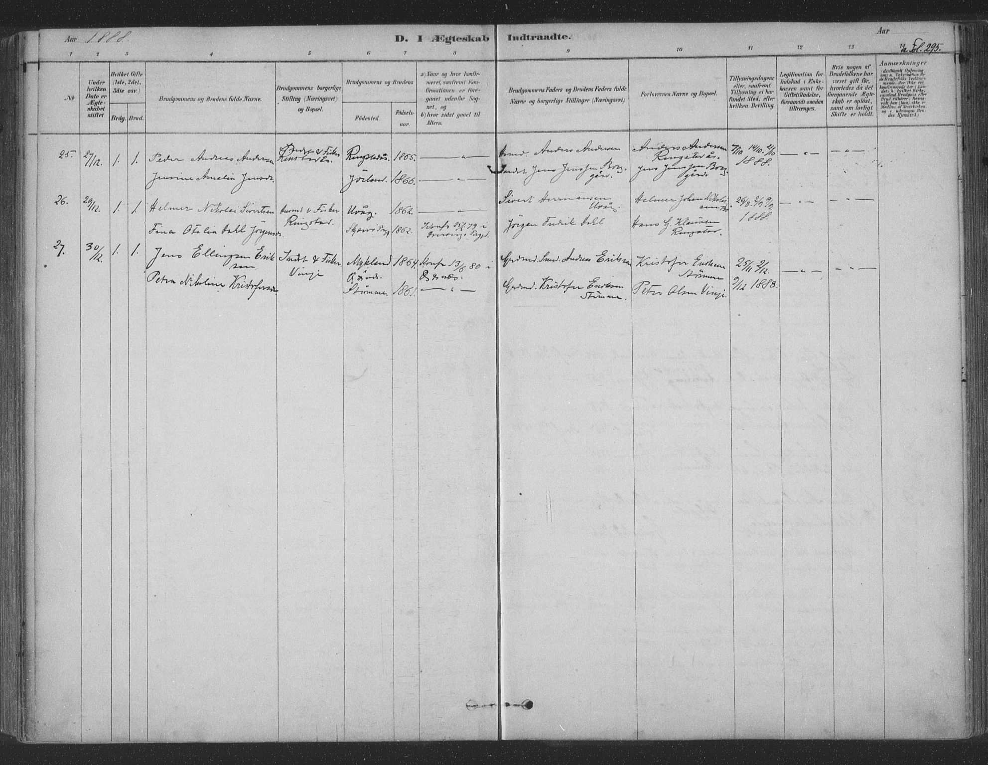 Ministerialprotokoller, klokkerbøker og fødselsregistre - Nordland, AV/SAT-A-1459/891/L1302: Parish register (official) no. 891A07, 1878-1895, p. 295