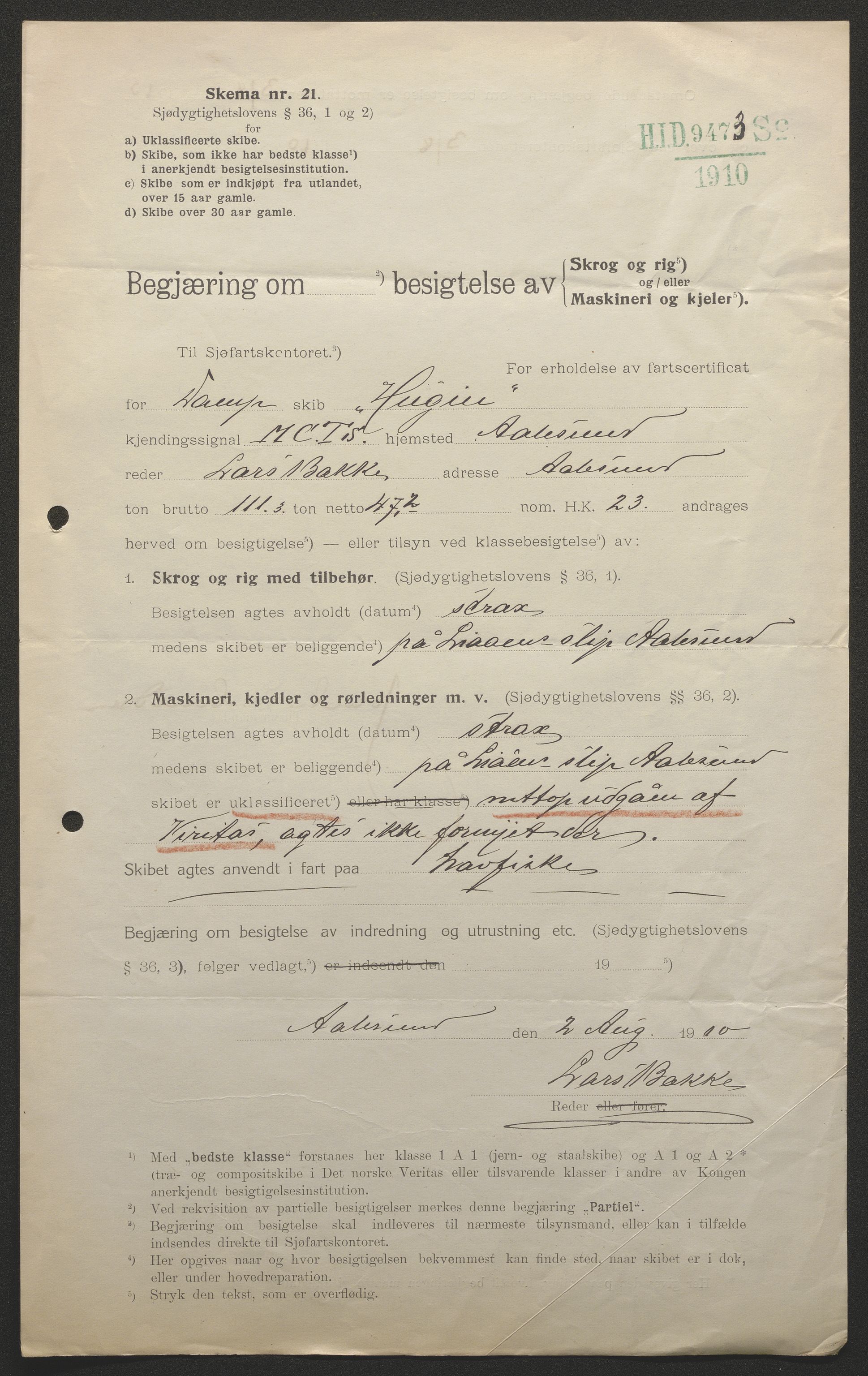 Sjøfartsdirektoratet med forløpere, skipsmapper slettede skip, AV/RA-S-4998/F/Fa/L0519: --, 1850-1922, p. 448