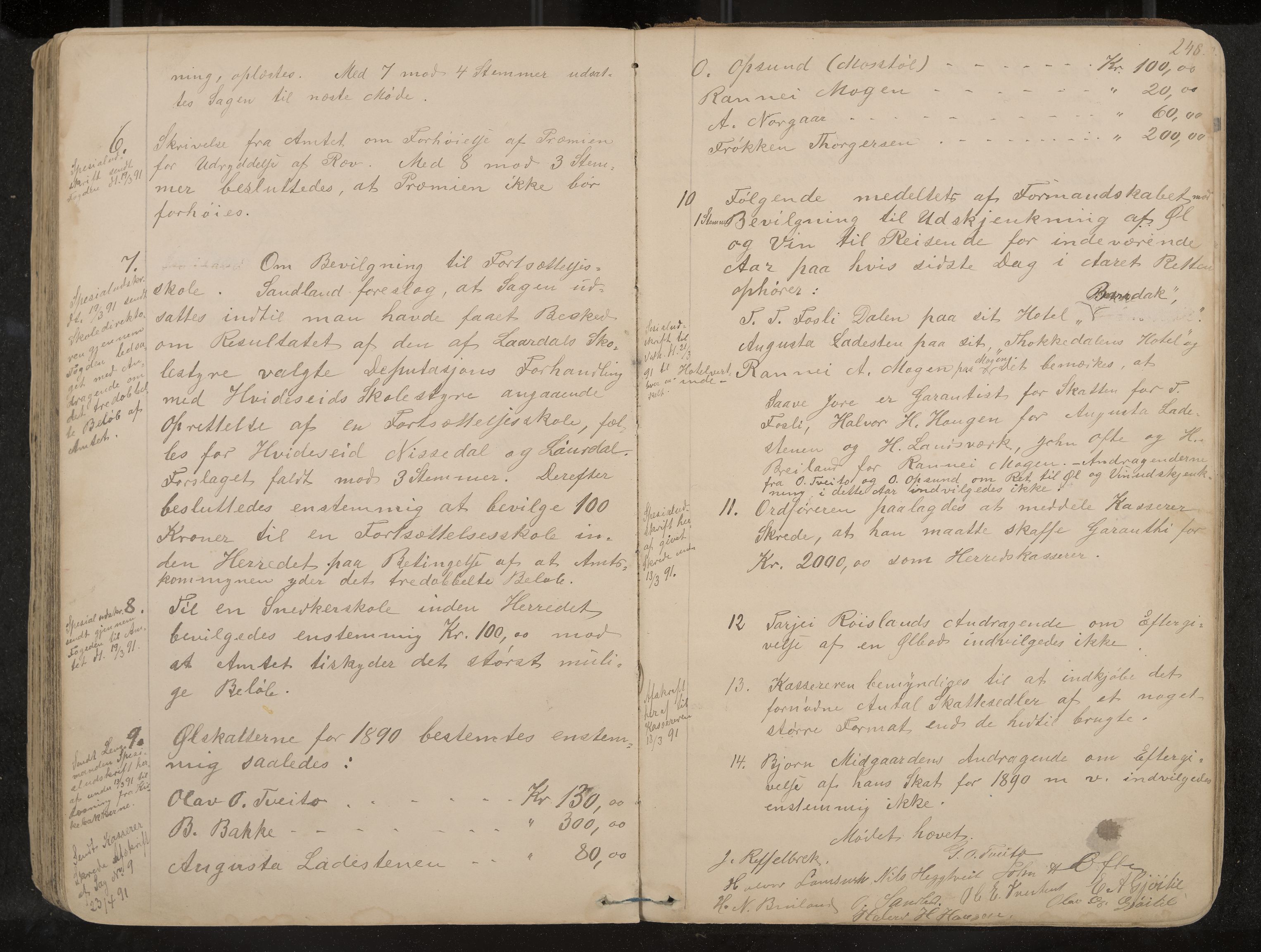 Lårdal formannskap og sentraladministrasjon, IKAK/0833021/A/L0002: Møtebok, 1865-1893, p. 248