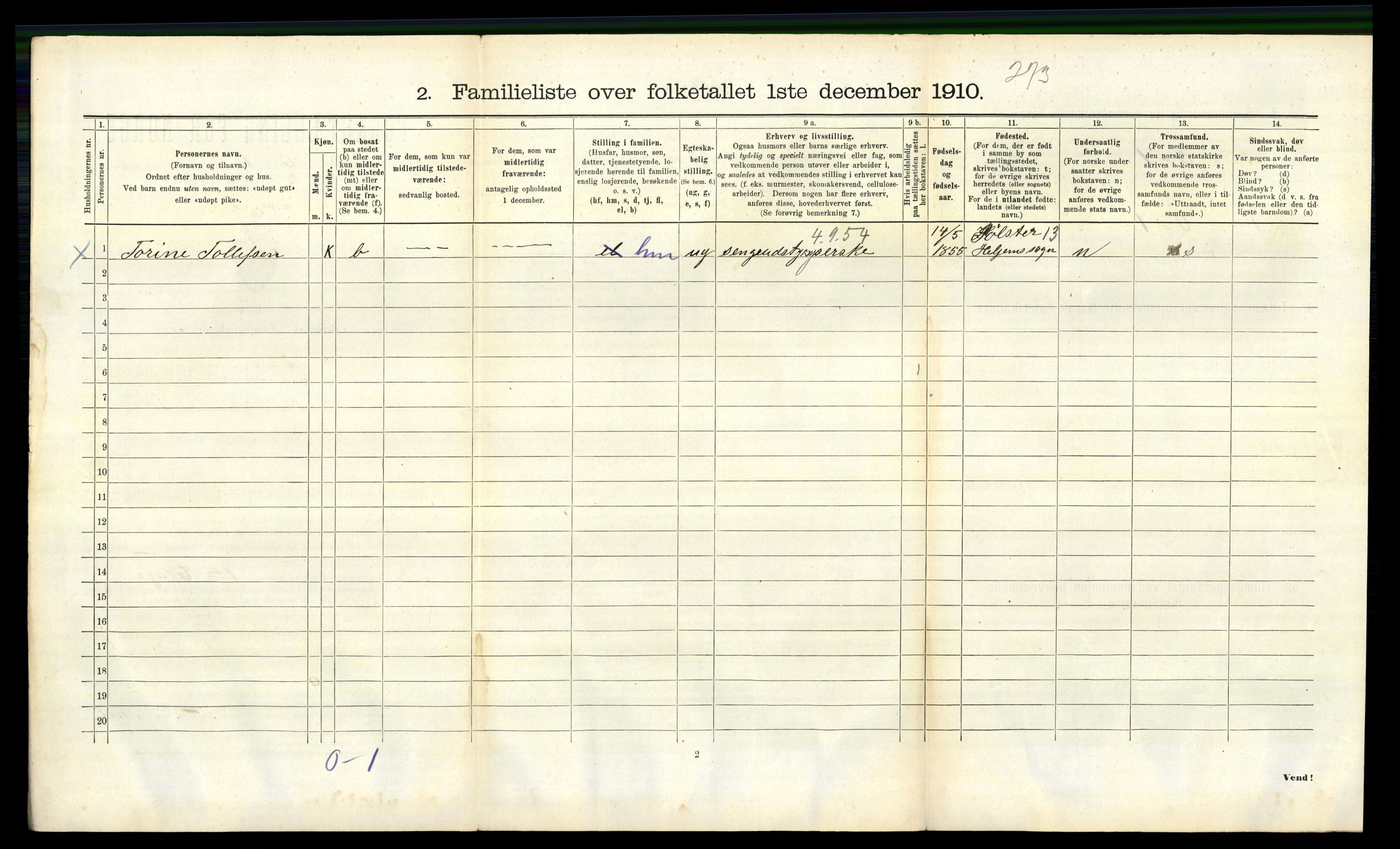 RA, 1910 census for Bergen, 1910, p. 2890