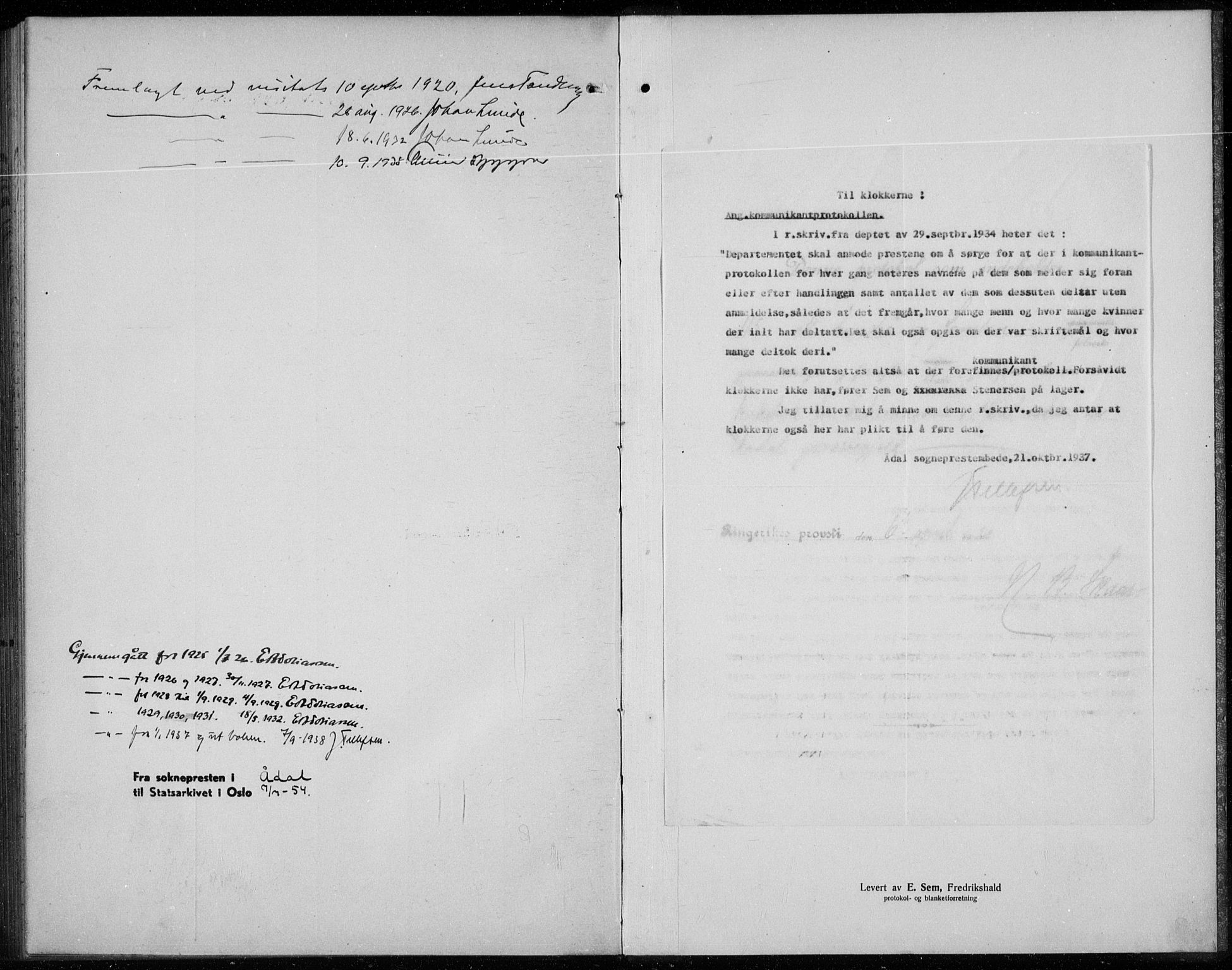 Ådal kirkebøker, SAKO/A-248/G/Gc/L0003: Parish register (copy) no. III 3, 1920-1938