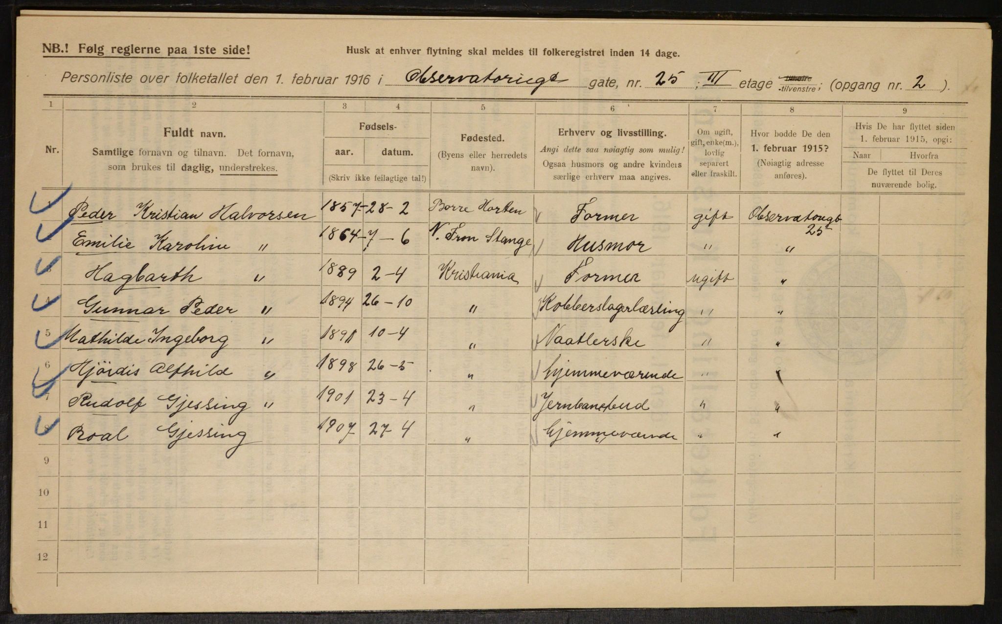 OBA, Municipal Census 1916 for Kristiania, 1916, p. 76136