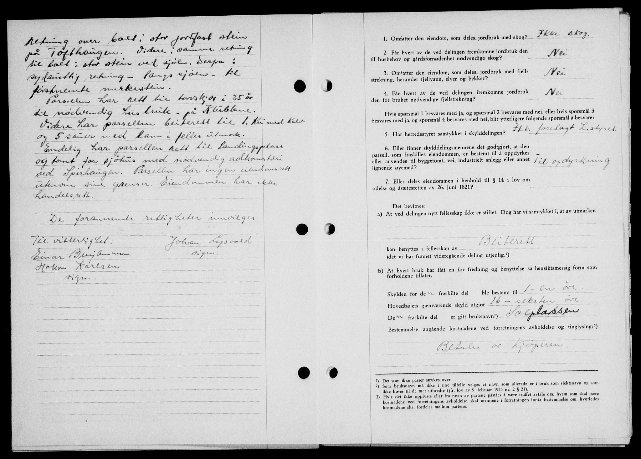 Lofoten sorenskriveri, SAT/A-0017/1/2/2C/L0013a: Mortgage book no. 13a, 1944-1946, Diary no: : 945/1945
