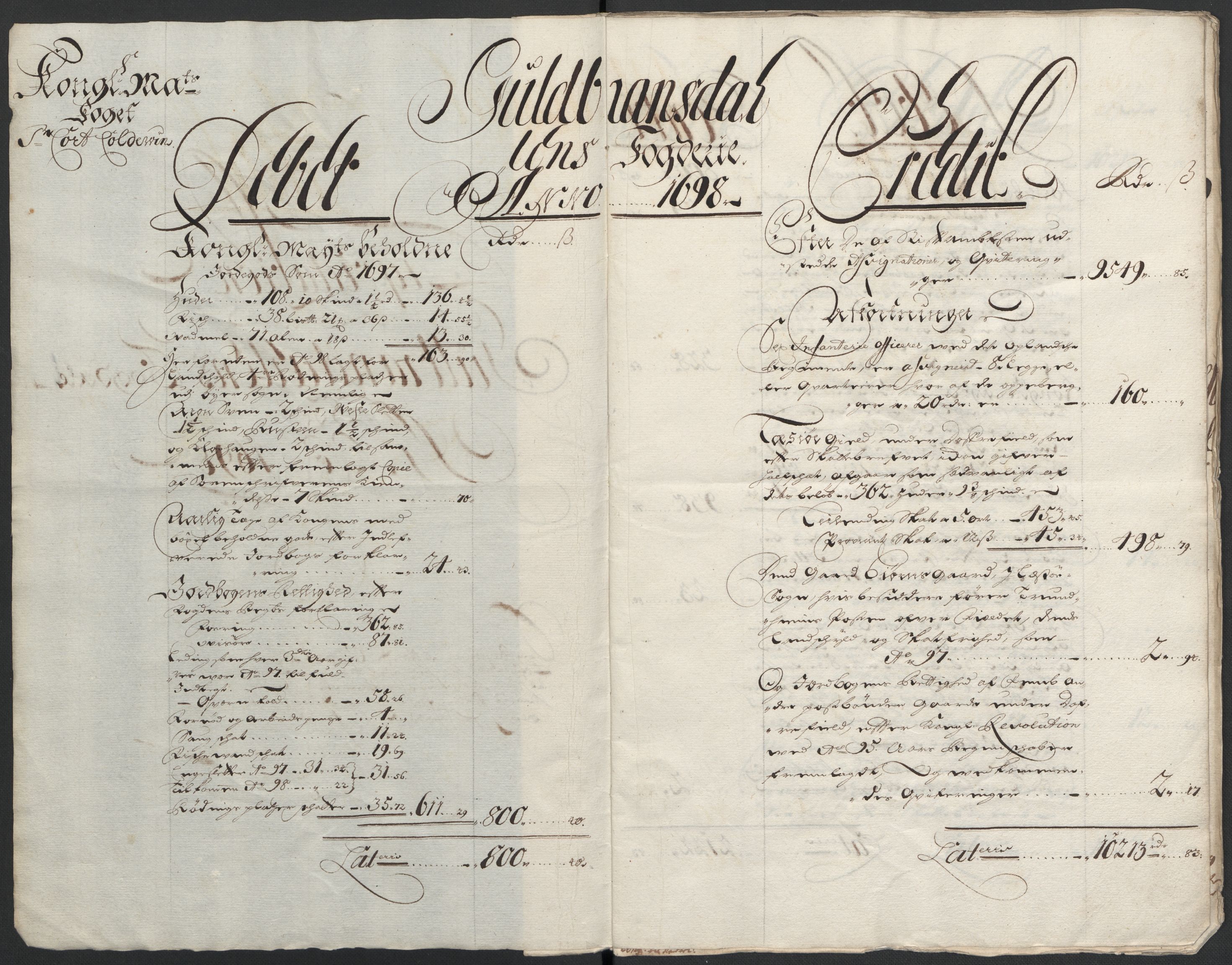 Rentekammeret inntil 1814, Reviderte regnskaper, Fogderegnskap, RA/EA-4092/R17/L1171: Fogderegnskap Gudbrandsdal, 1698, p. 4