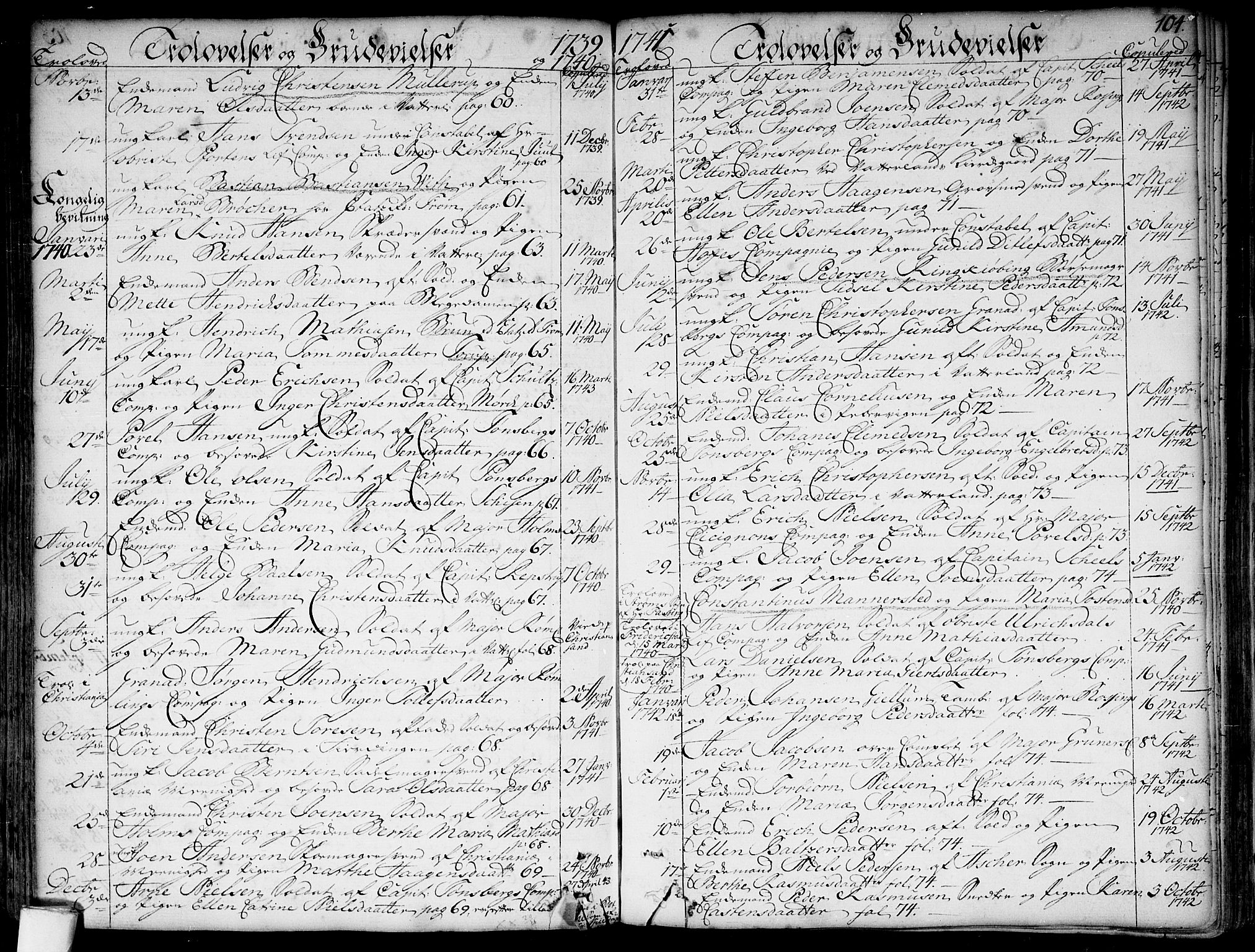 Garnisonsmenigheten Kirkebøker, AV/SAO-A-10846/F/Fa/L0001: Parish register (official) no. 1, 1734-1756, p. 104