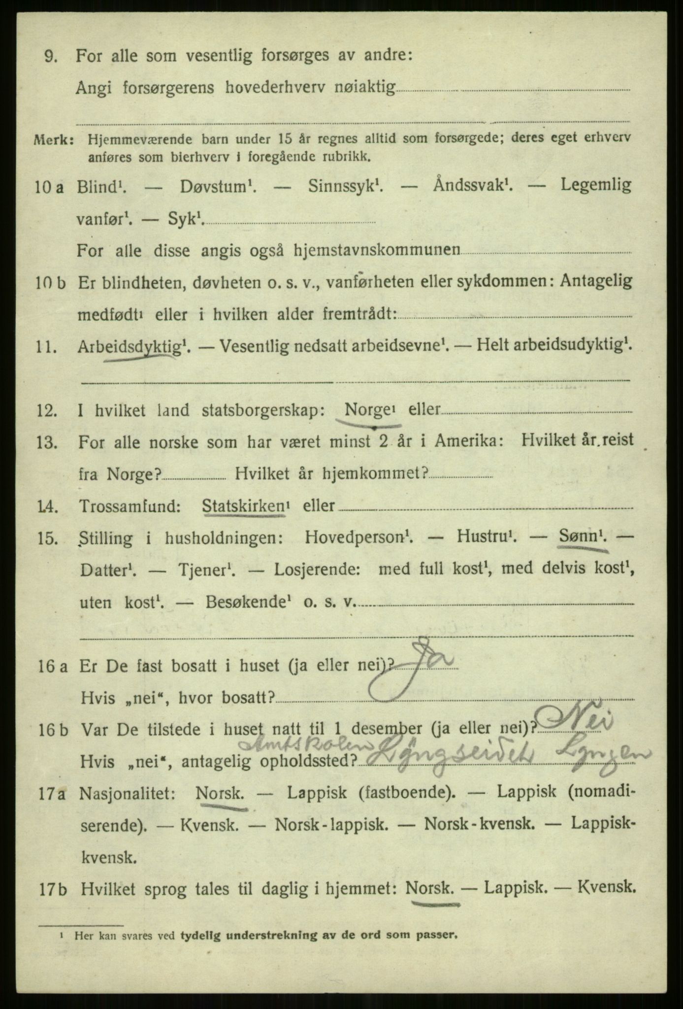 SATØ, 1920 census for Lyngen, 1920, p. 6581