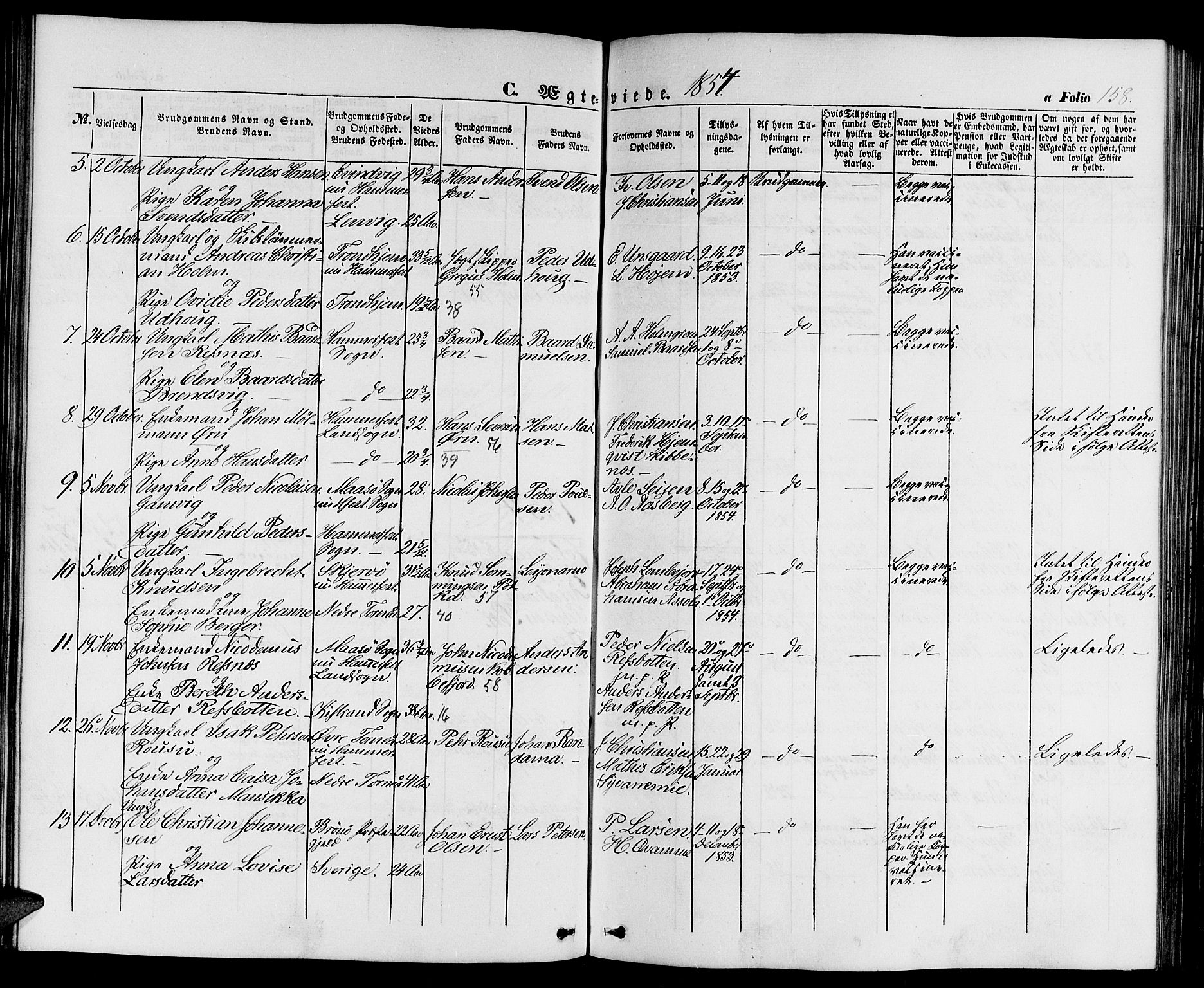 Hammerfest sokneprestkontor, AV/SATØ-S-1347/H/Hb/L0002.klokk: Parish register (copy) no. 2, 1851-1861, p. 158