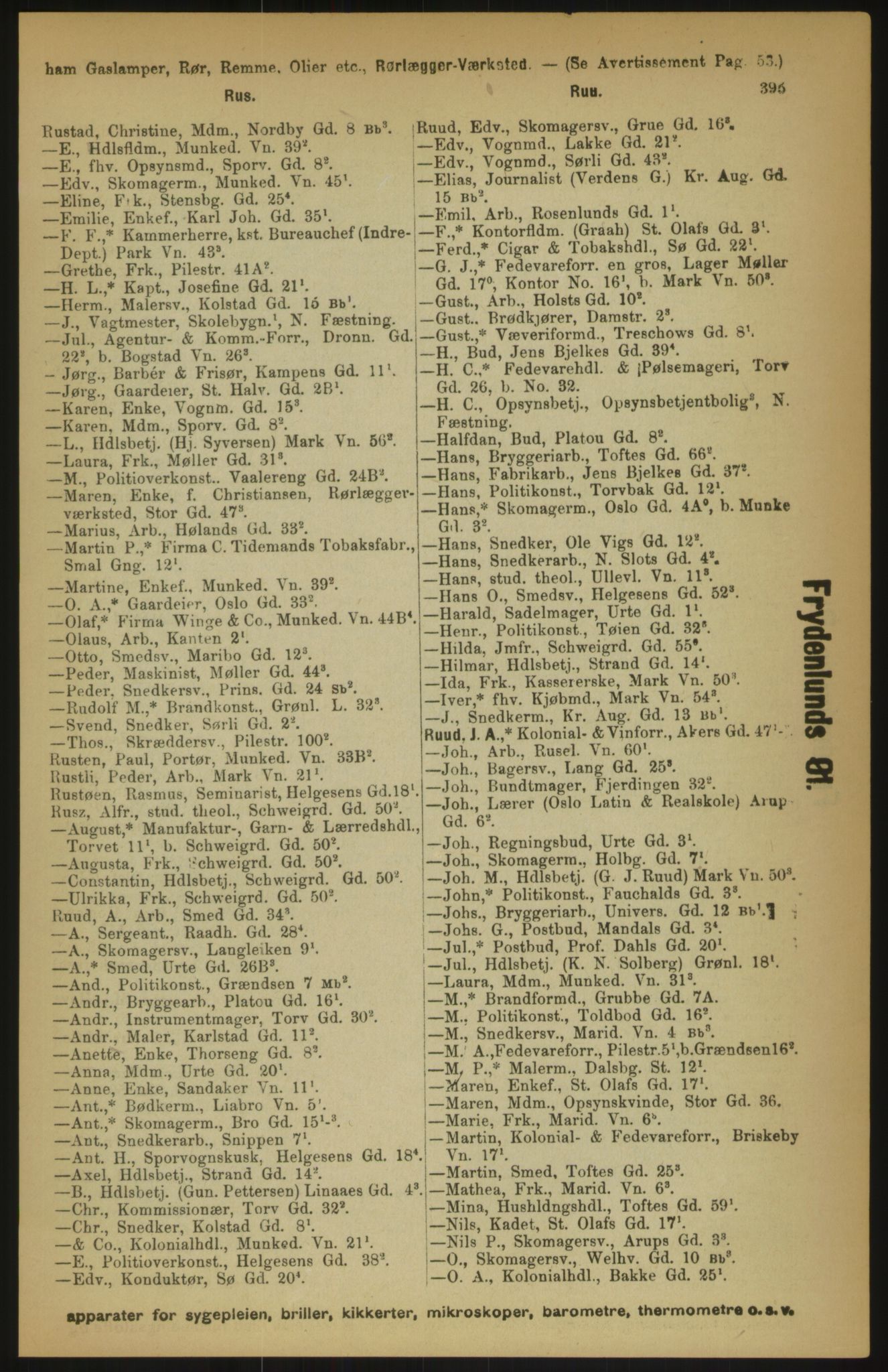 Kristiania/Oslo adressebok, PUBL/-, 1891, p. 395