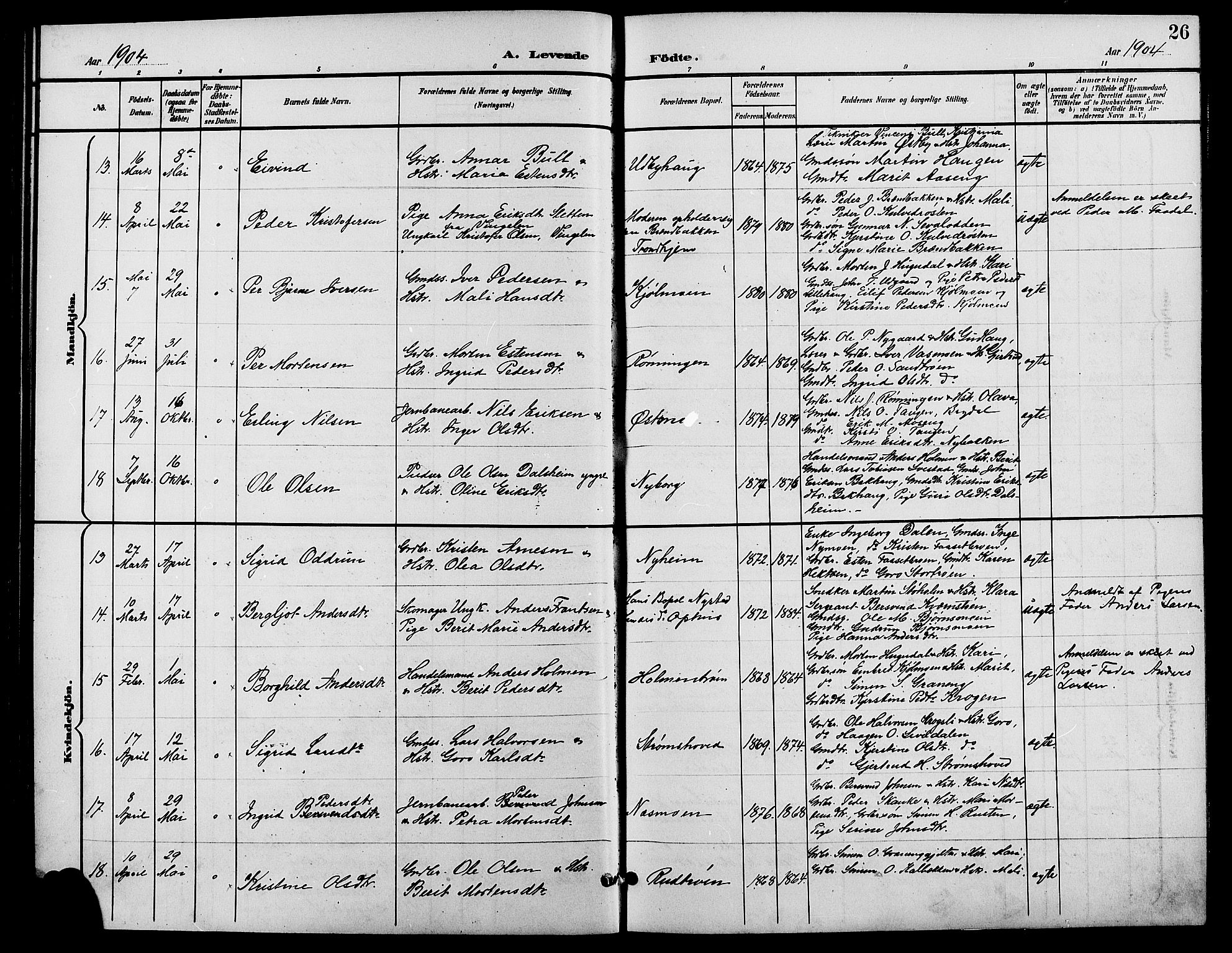 Tynset prestekontor, SAH/PREST-058/H/Ha/Hab/L0009: Parish register (copy) no. 9, 1900-1914, p. 26