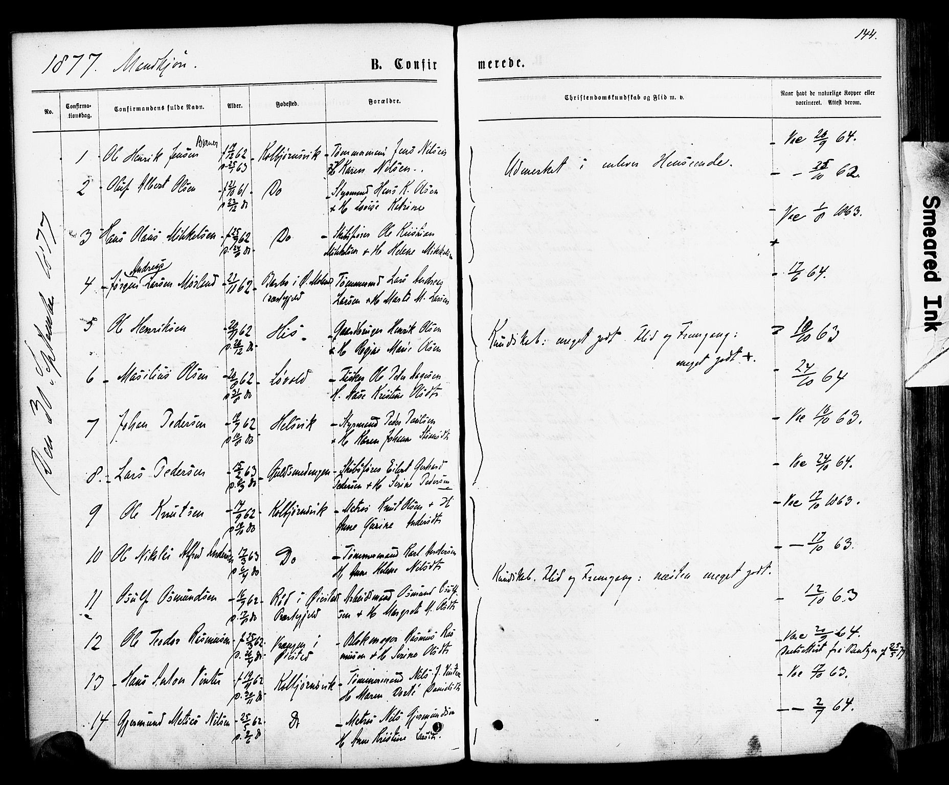 Hisøy sokneprestkontor, SAK/1111-0020/F/Fa/L0002: Parish register (official) no. A 2, 1872-1880, p. 144