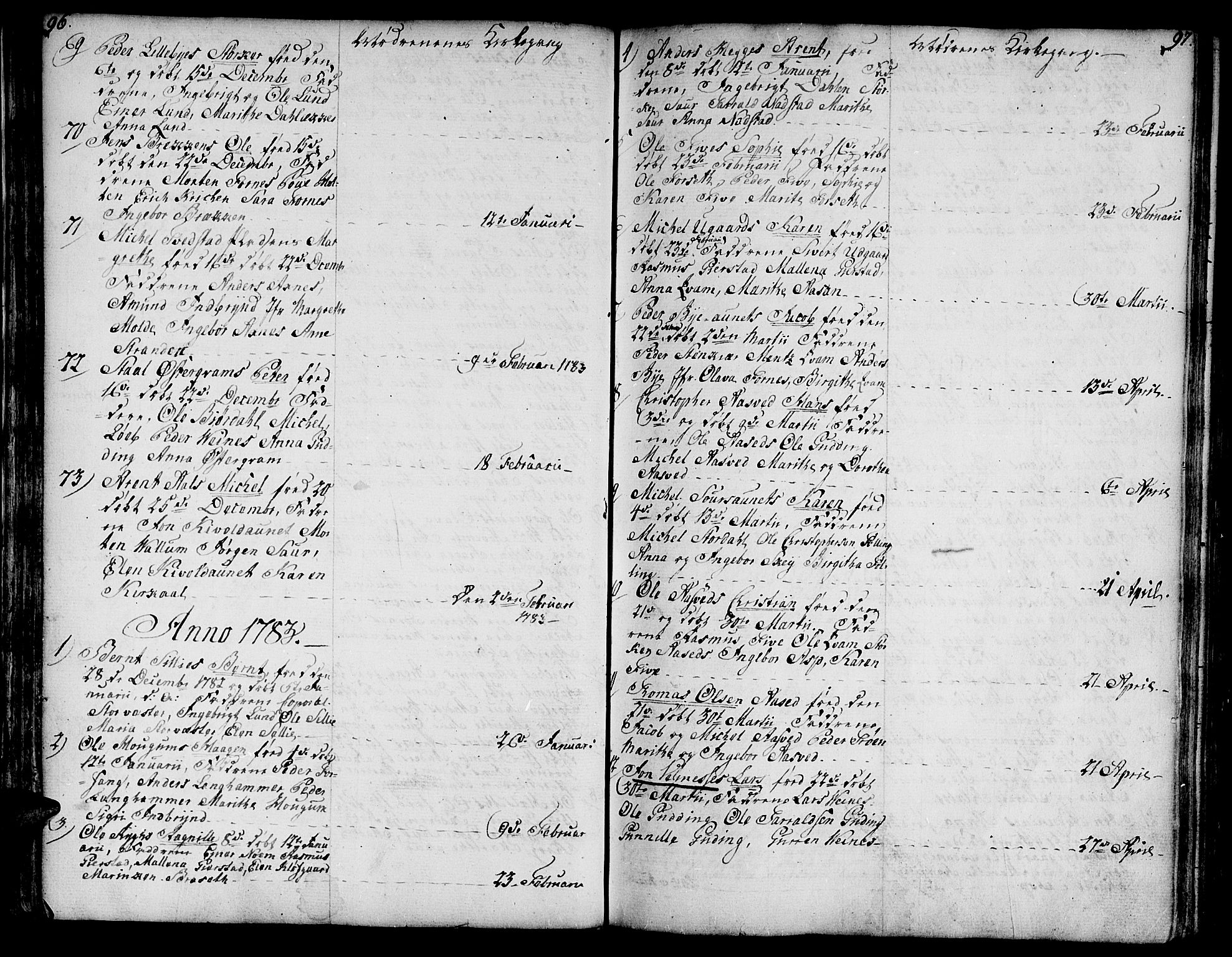 Ministerialprotokoller, klokkerbøker og fødselsregistre - Nord-Trøndelag, SAT/A-1458/746/L0440: Parish register (official) no. 746A02, 1760-1815, p. 96-97