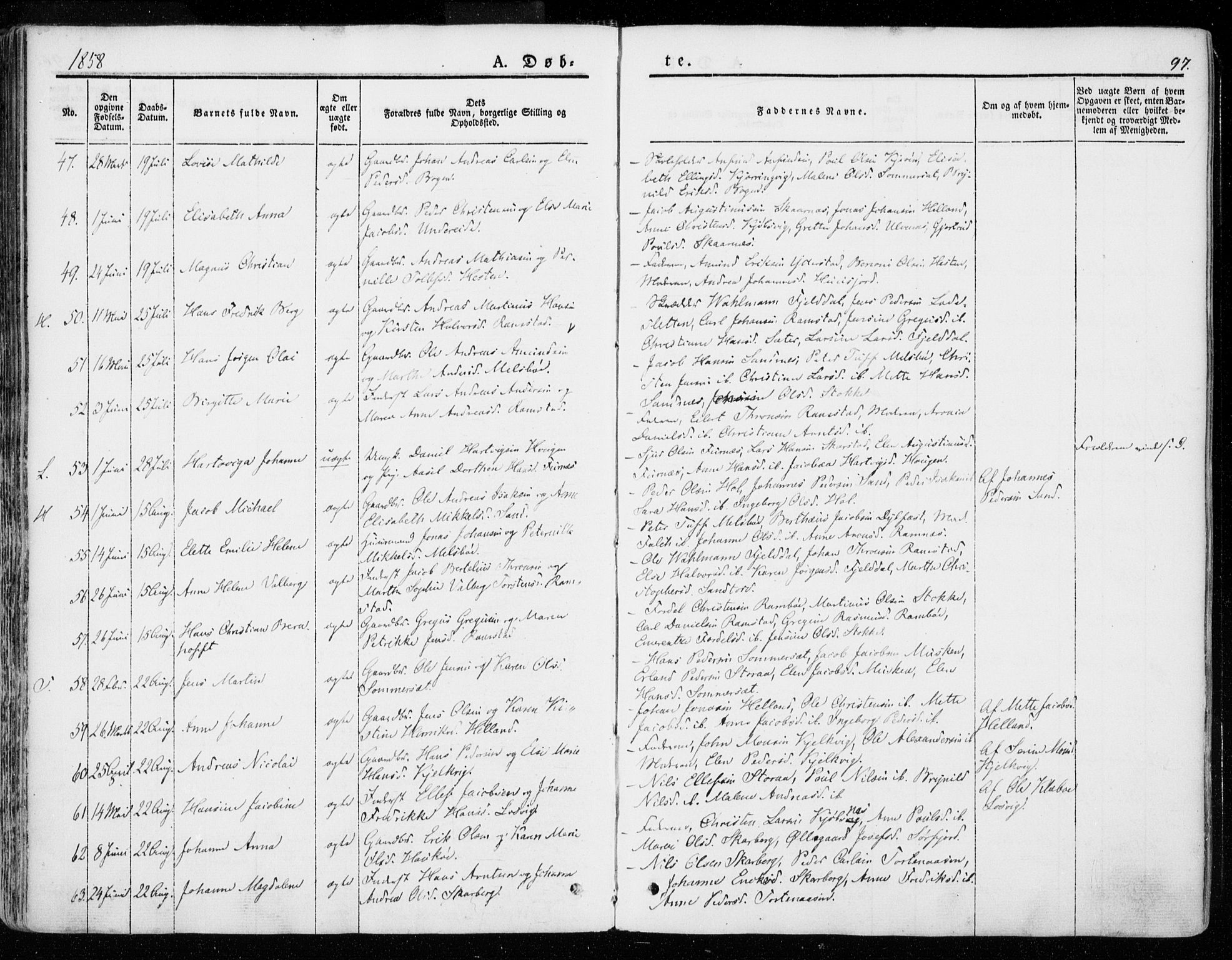 Ministerialprotokoller, klokkerbøker og fødselsregistre - Nordland, SAT/A-1459/872/L1033: Parish register (official) no. 872A08, 1840-1863, p. 97