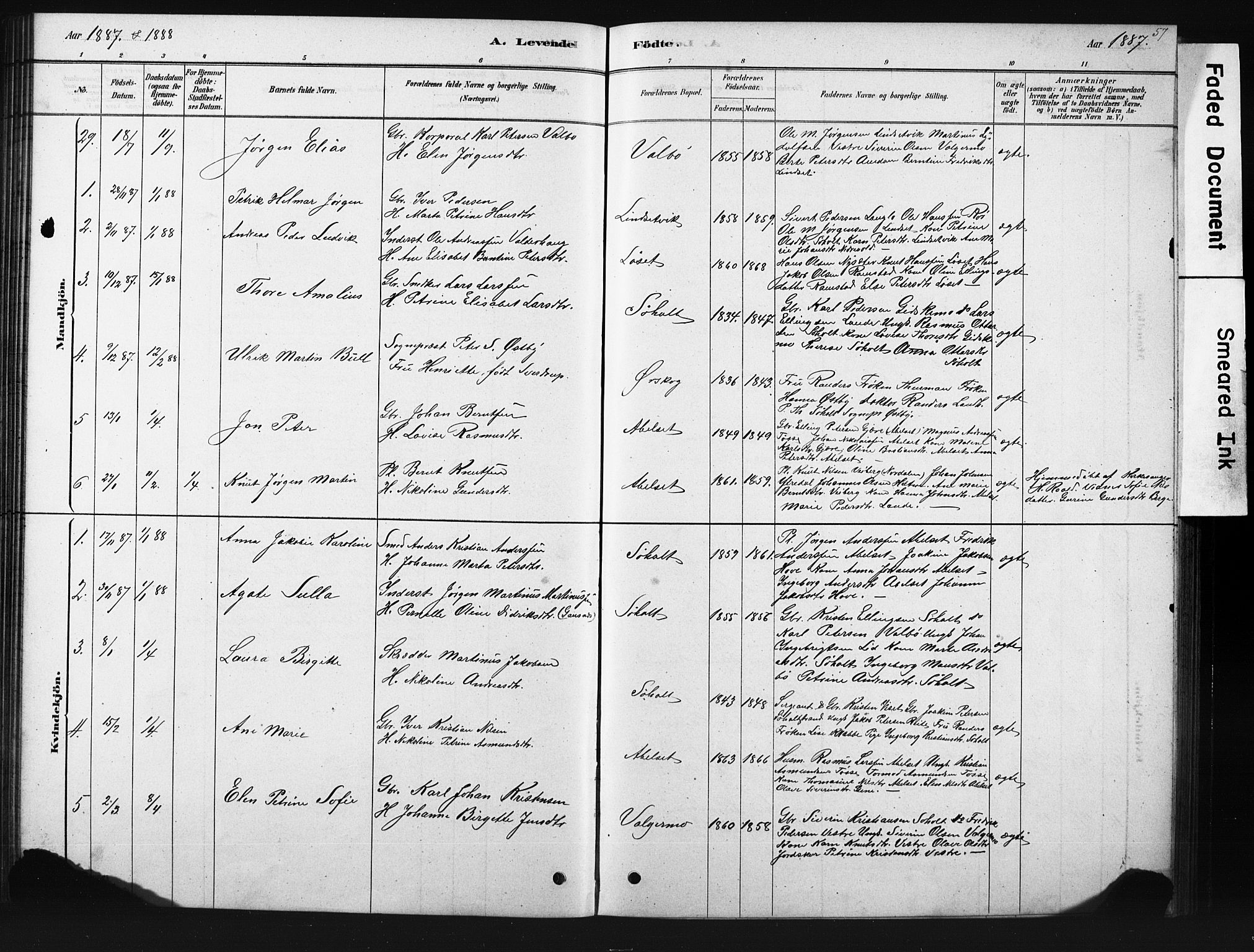 Ministerialprotokoller, klokkerbøker og fødselsregistre - Møre og Romsdal, AV/SAT-A-1454/522/L0326: Parish register (copy) no. 522C05, 1878-1890, p. 57