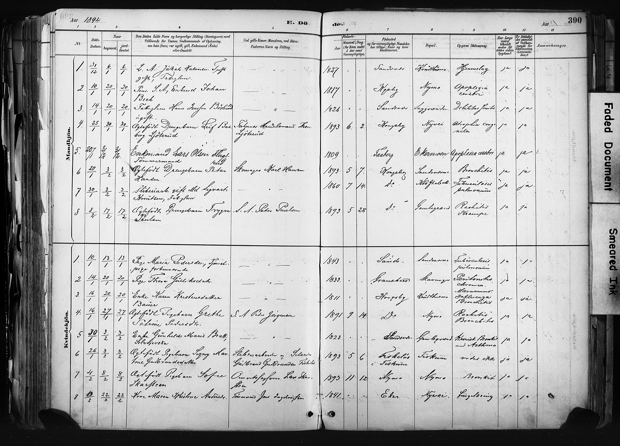 Kongsberg kirkebøker, AV/SAKO-A-22/F/Fb/L0002: Parish register (official) no. II 2, 1886-1896, p. 390