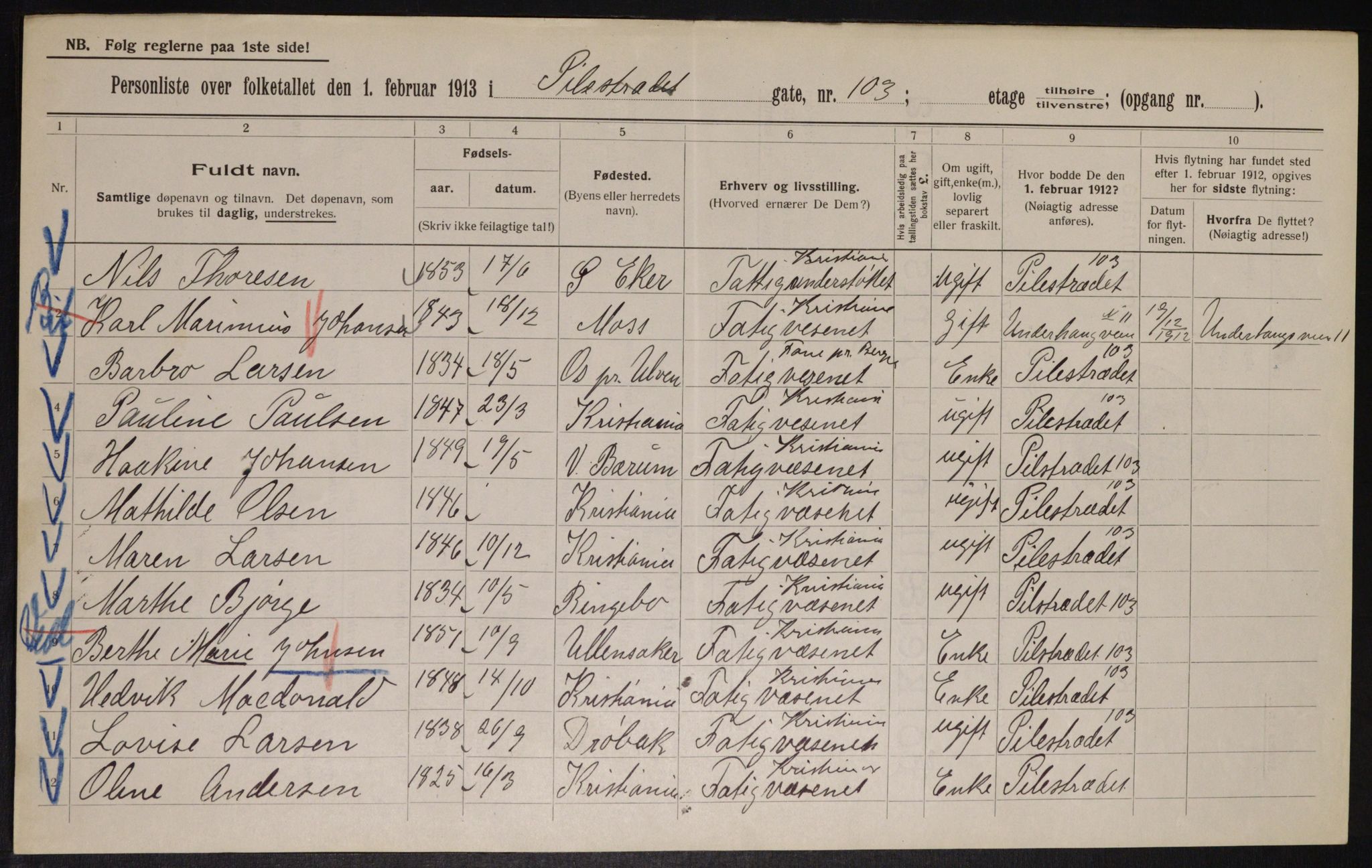 OBA, Municipal Census 1913 for Kristiania, 1913, p. 80366