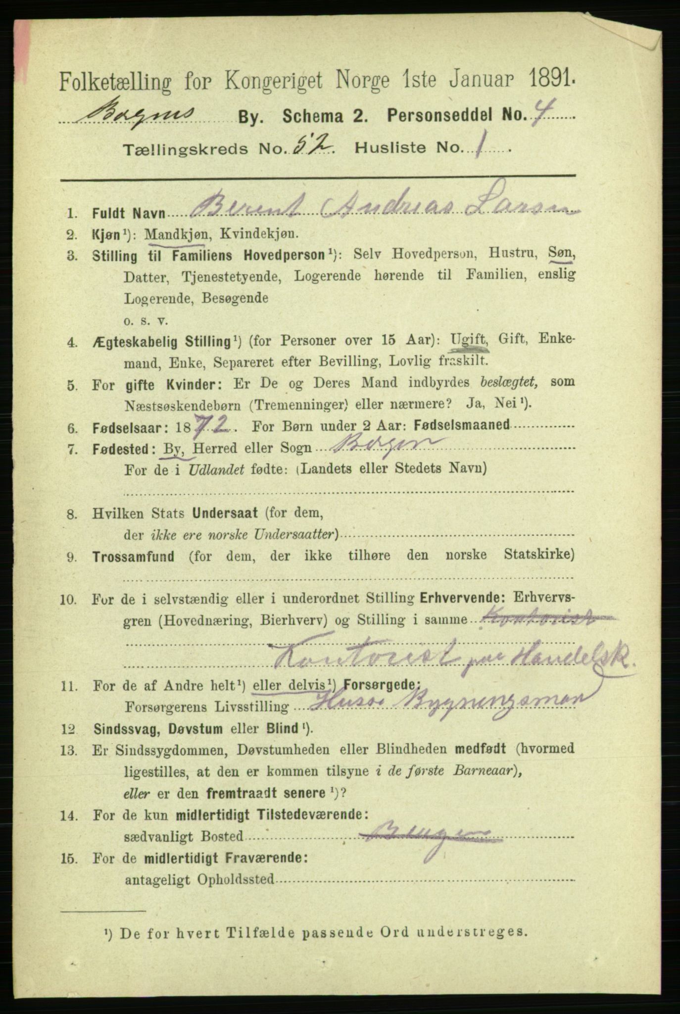 RA, 1891 Census for 1301 Bergen, 1891, p. 61207