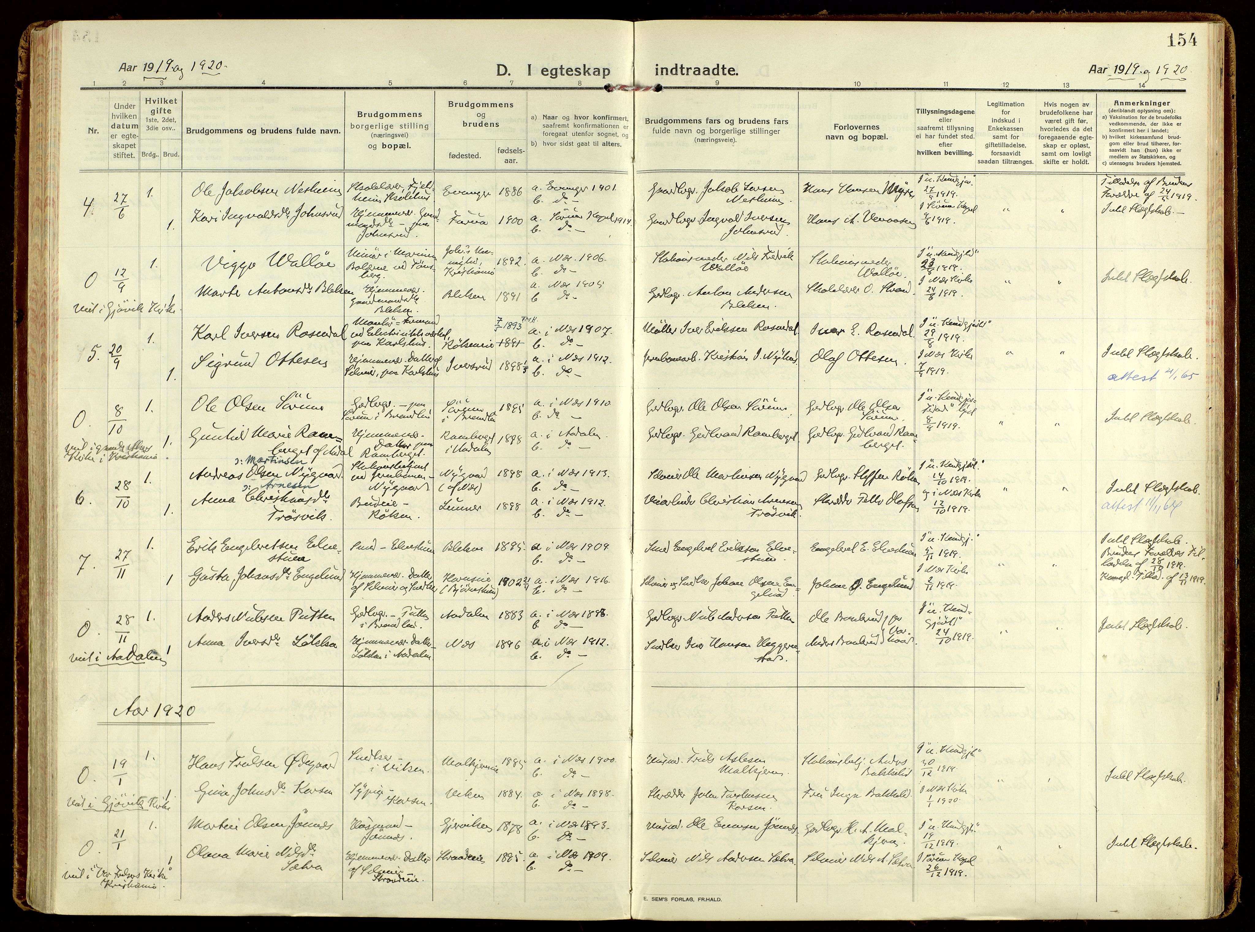 Brandbu prestekontor, AV/SAH-PREST-114/H/Ha/Haa/L0004: Parish register (official) no. 4, 1913-1923, p. 154