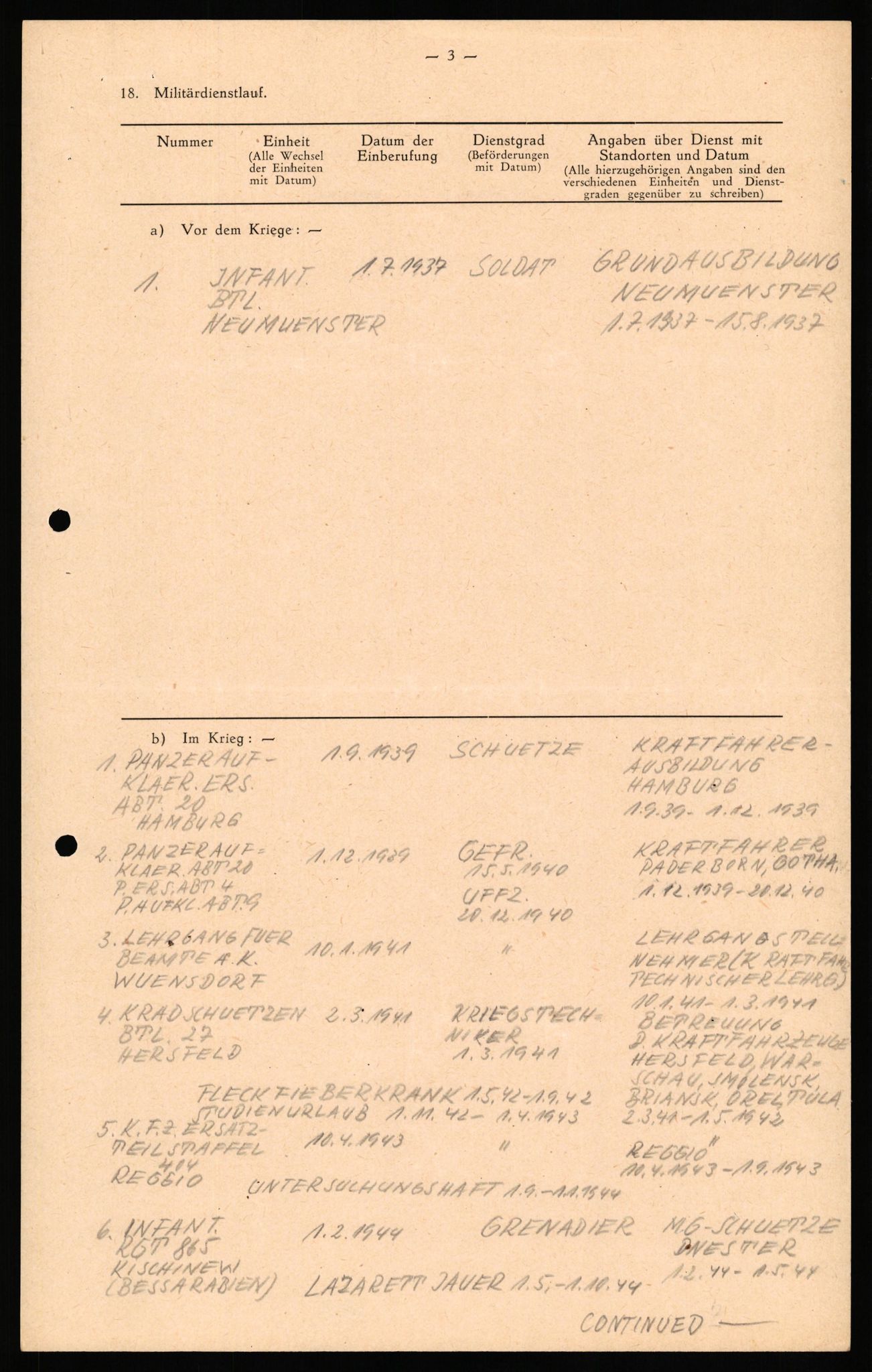 Forsvaret, Forsvarets overkommando II, RA/RAFA-3915/D/Db/L0028: CI Questionaires. Tyske okkupasjonsstyrker i Norge. Tyskere., 1945-1946, p. 4