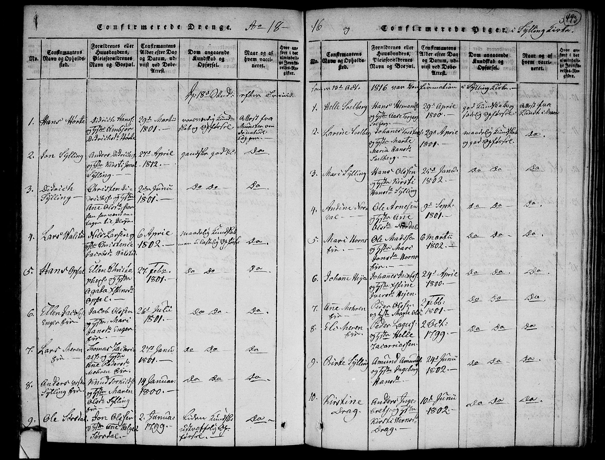 Lier kirkebøker, AV/SAKO-A-230/F/Fa/L0008: Parish register (official) no. I 8, 1813-1825, p. 492-493